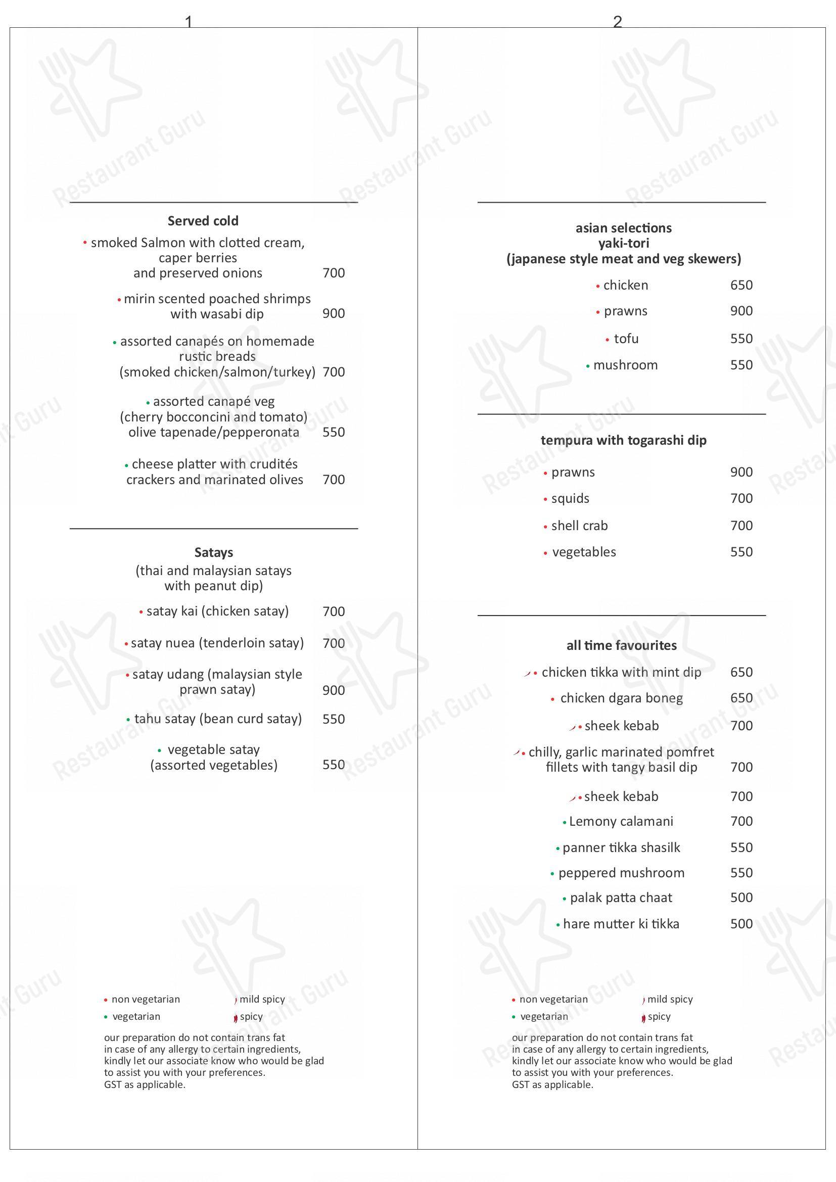 Menu for the Shebestan - Sterlings Mac restaurant