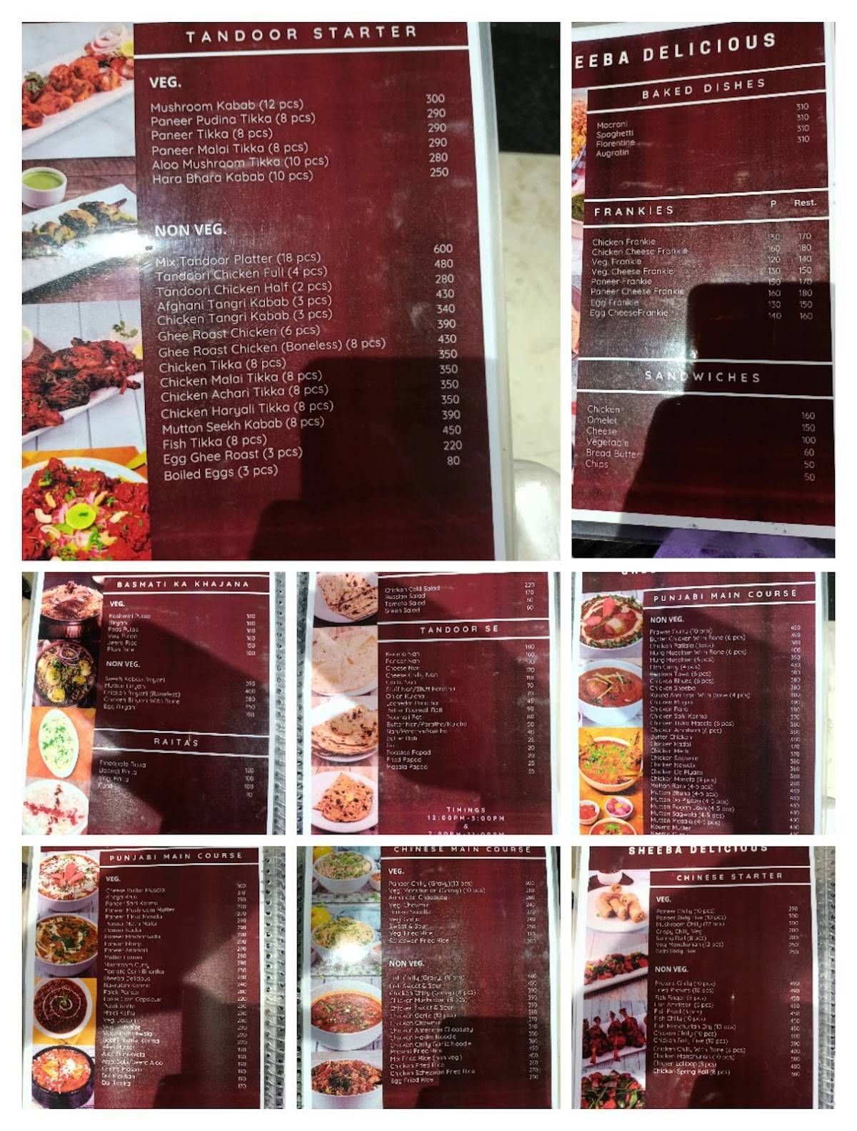 Sheeba Delicious menu