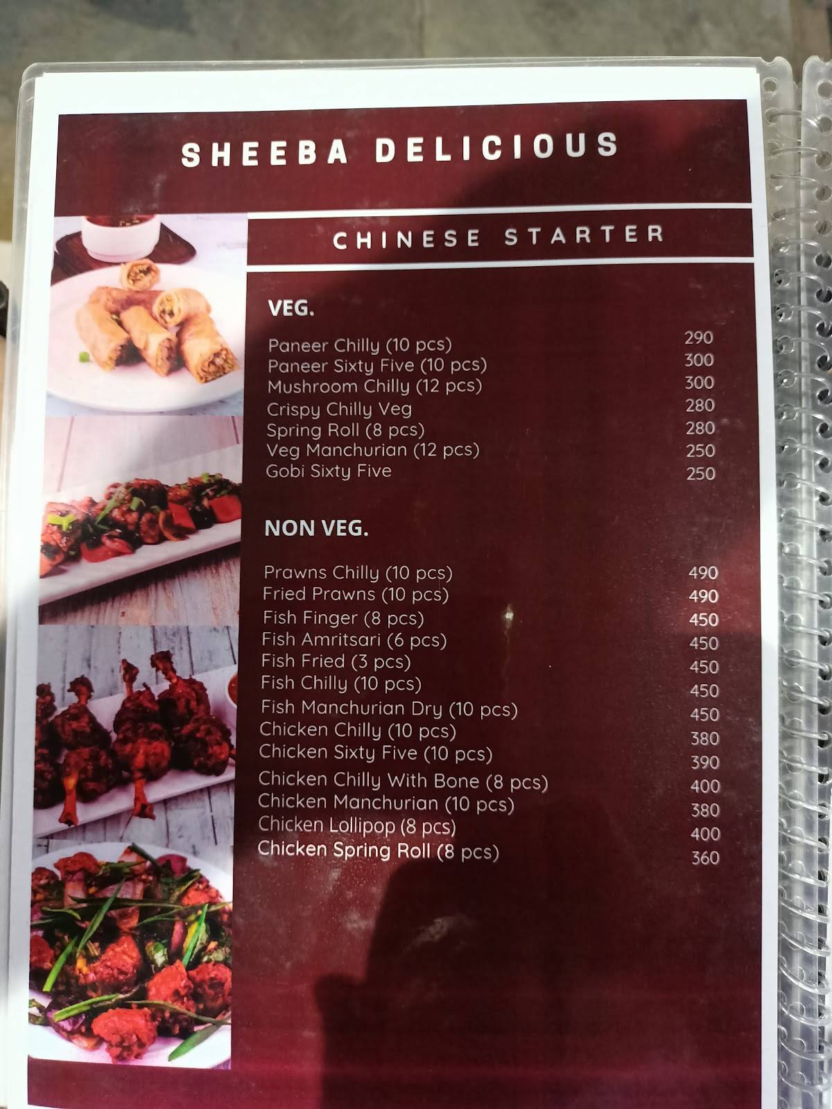 Sheeba Delicious menu
