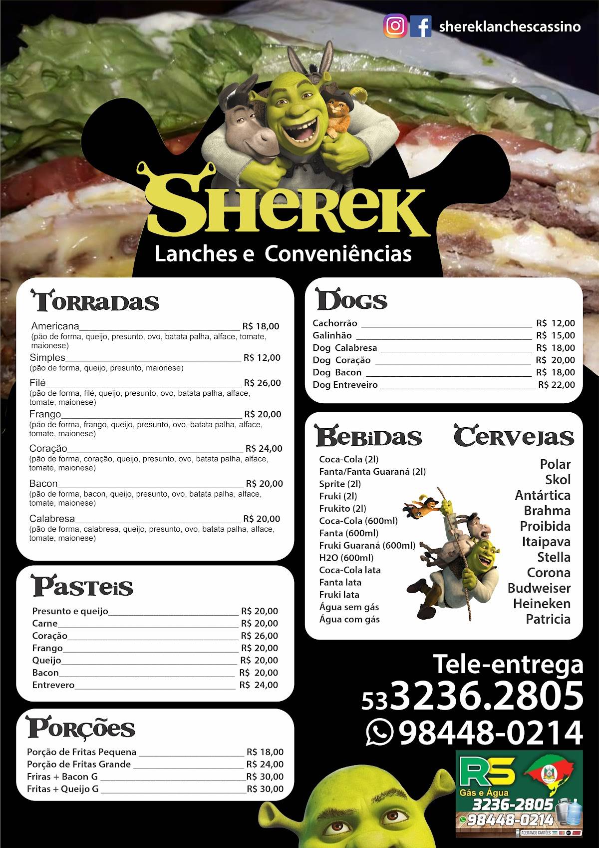 Sherek Lanches cardápio