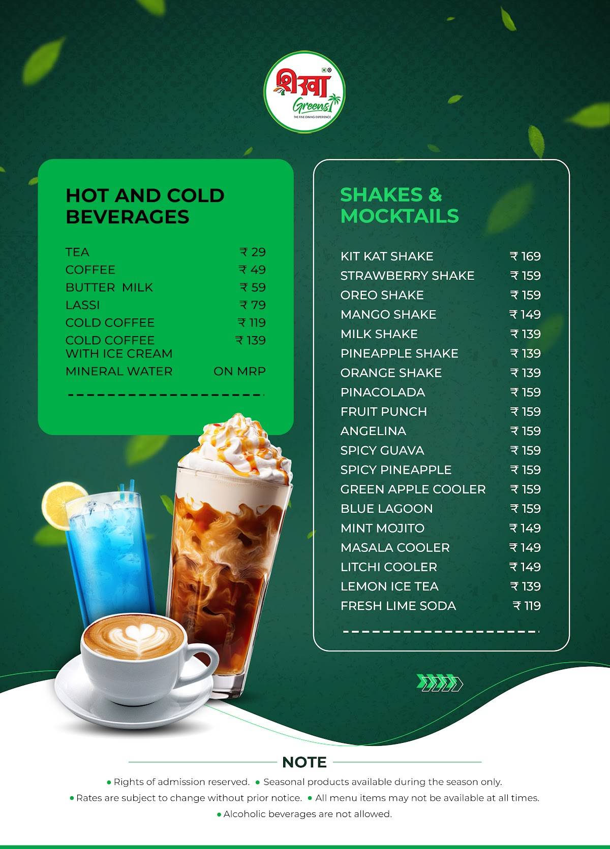 Shikha Greens Bhopal menu