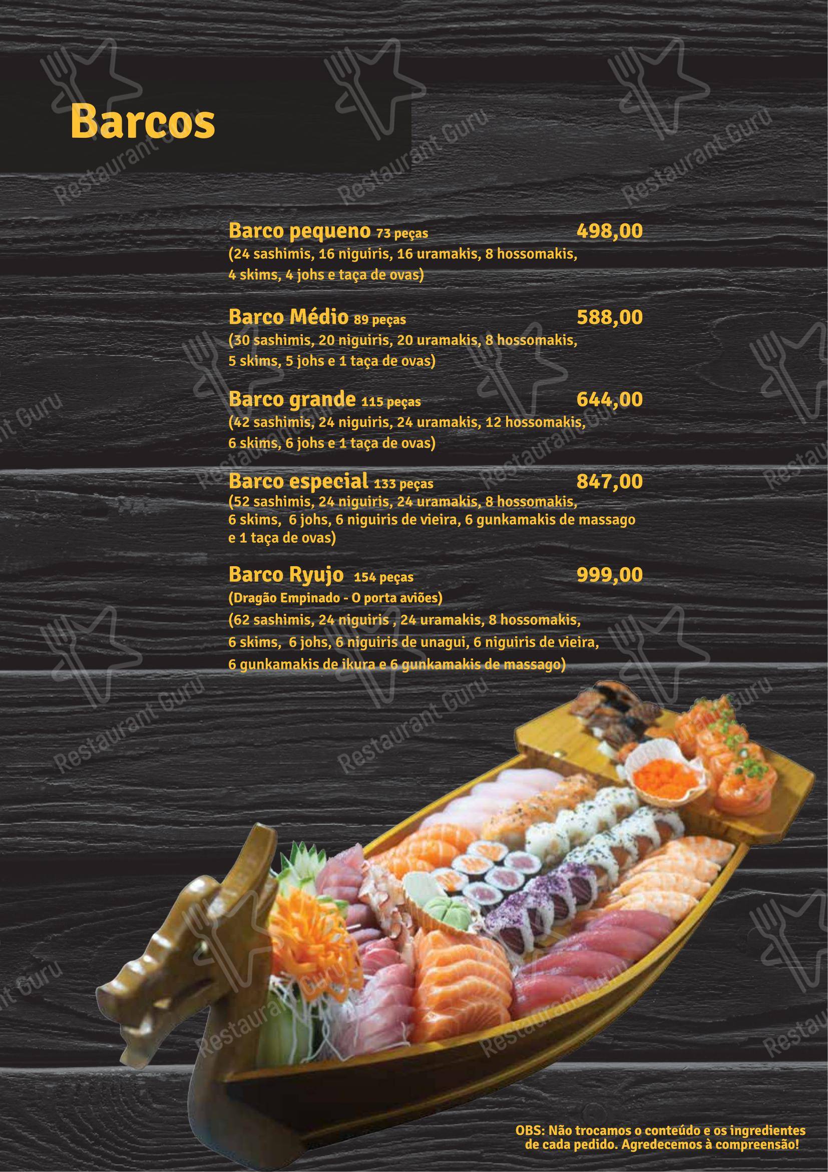Shinryu - Menu