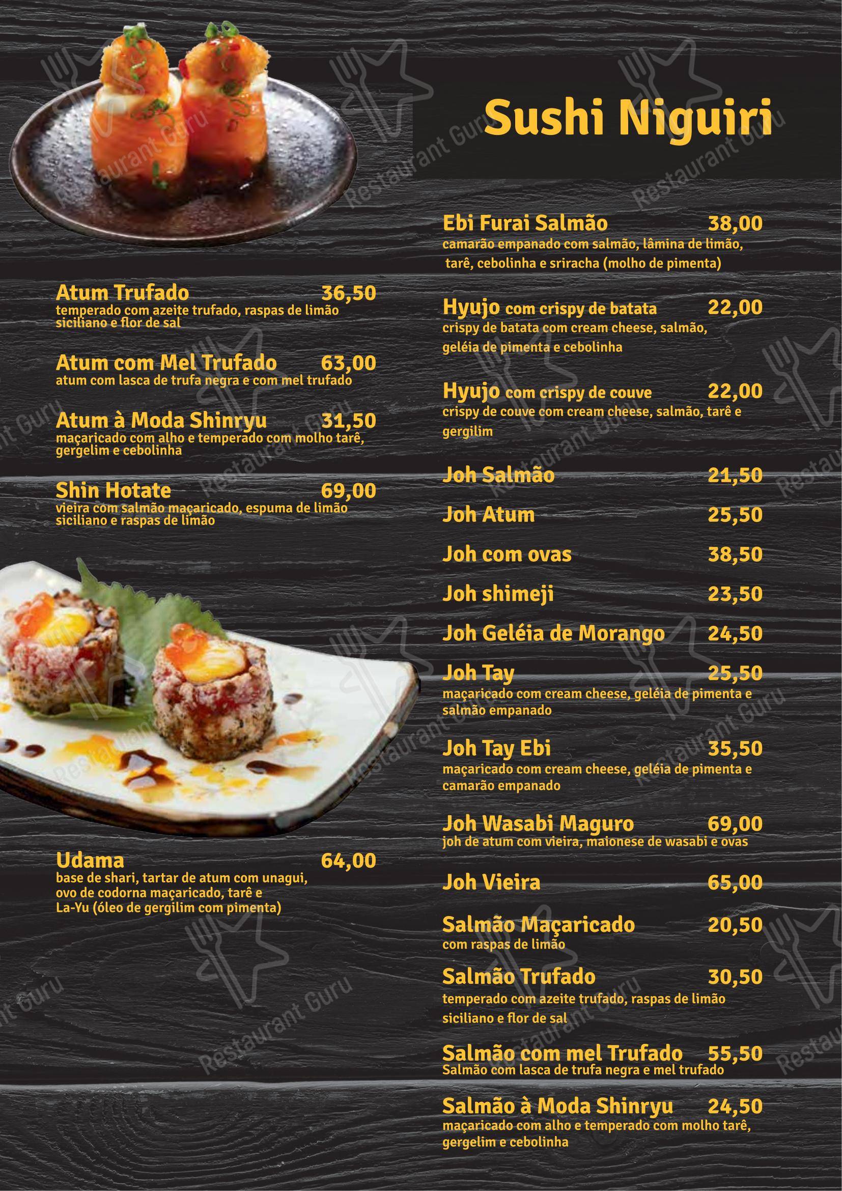 Menu para Shinryu restaurante
