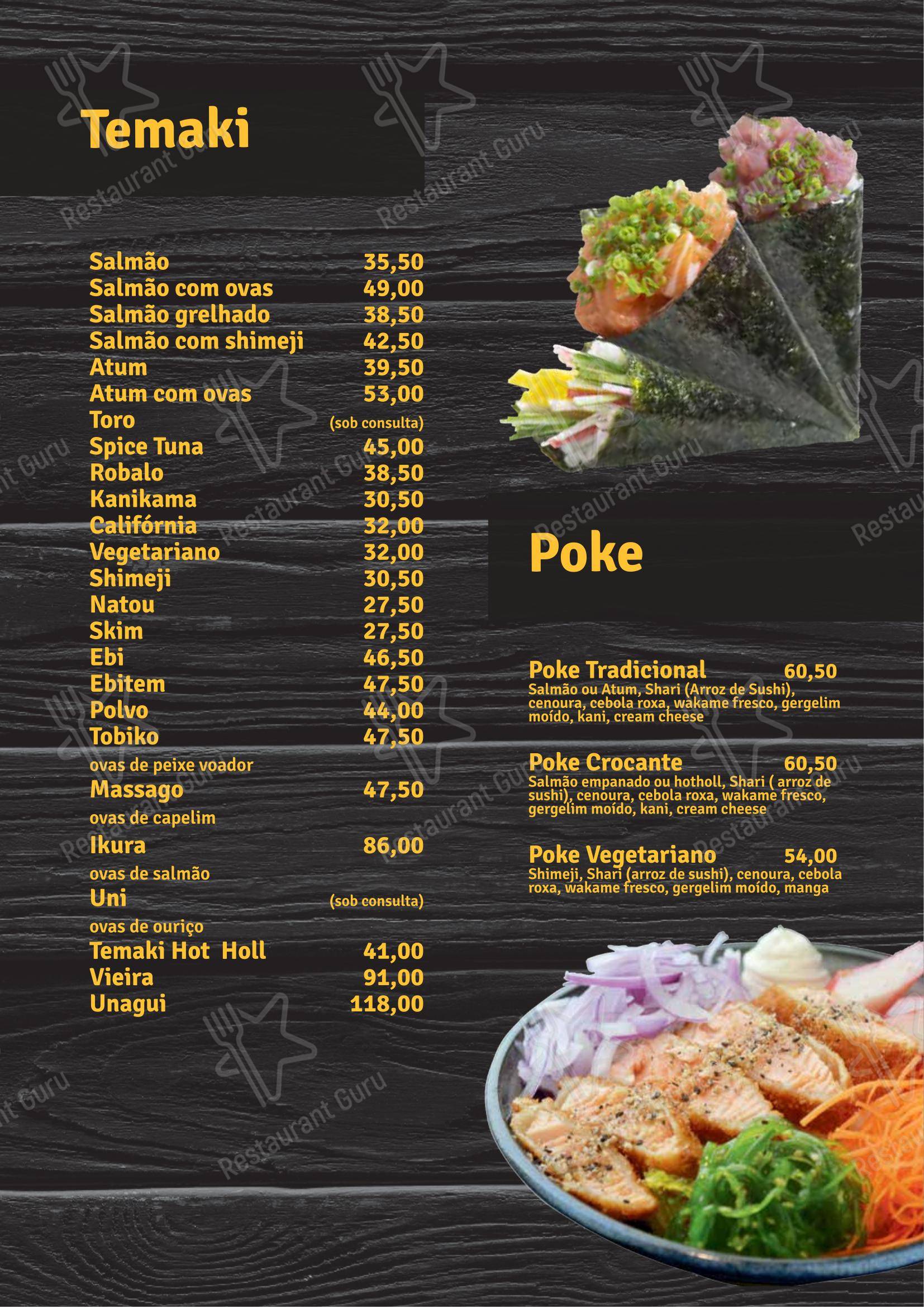 Shinryu em Atibaia - Menu
