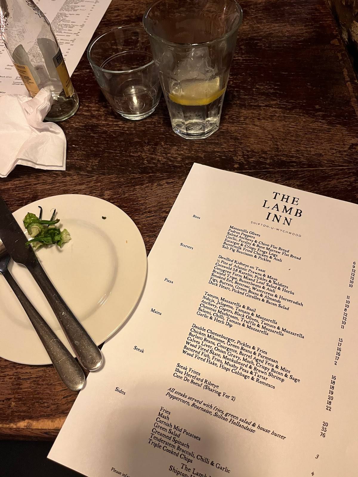 Menu at The Lamb Inn pub & bar, ShiptonunderWychwood, High Street