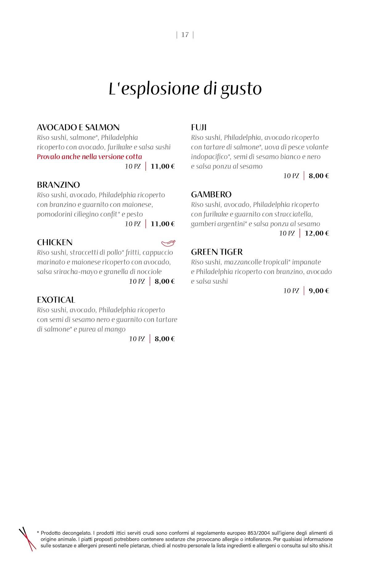 Menu di Shi's Scalo Milano 