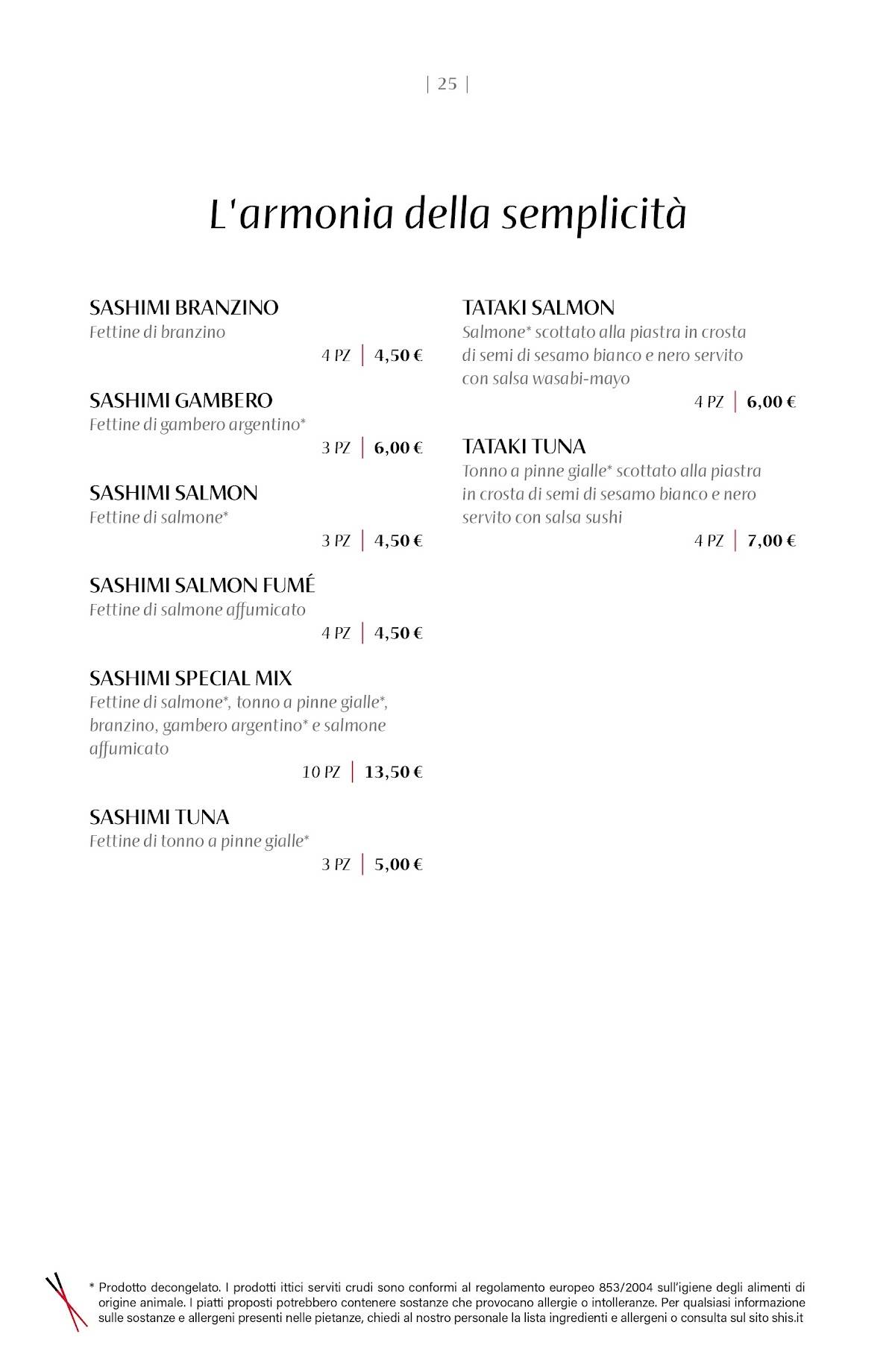 Menu di Shi's Scalo Milano 