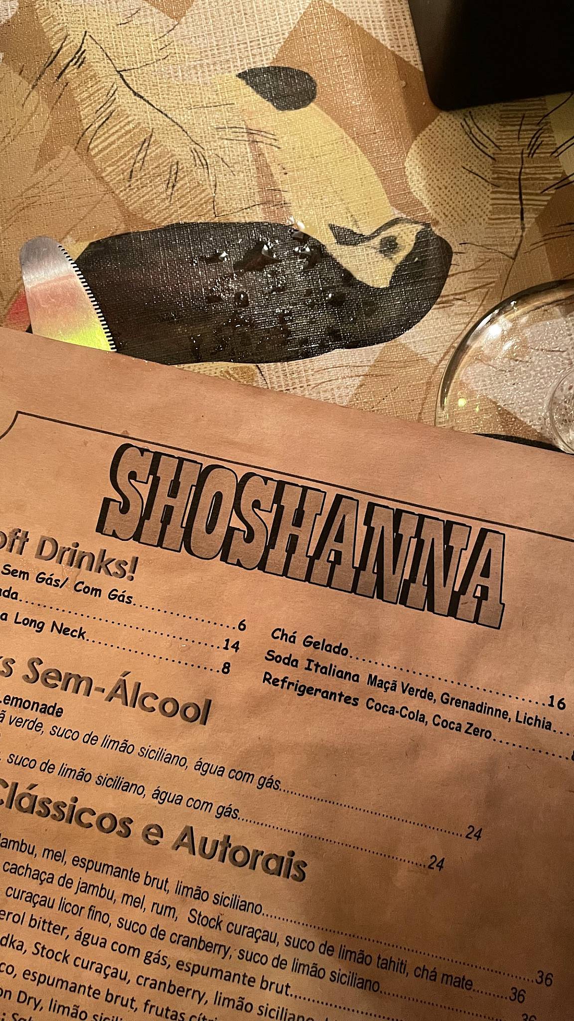 Shoshanna Bar cardápio