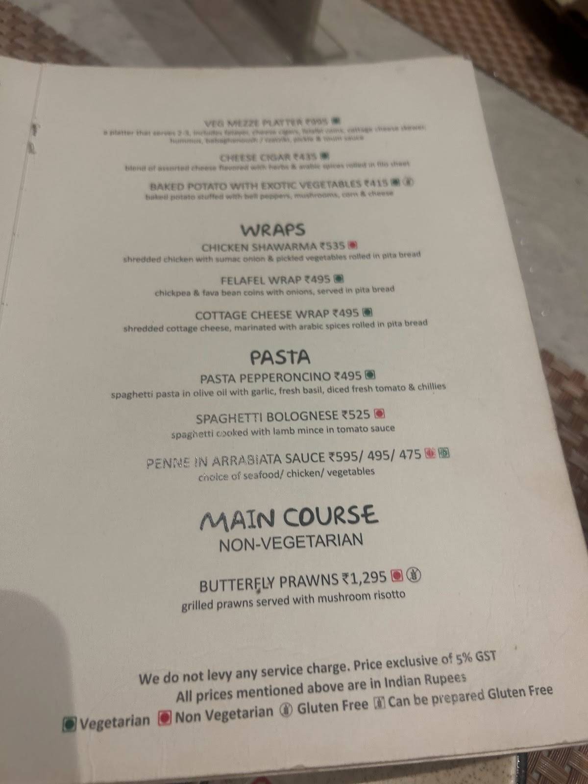 Sidewok + Fez Restaurant menu