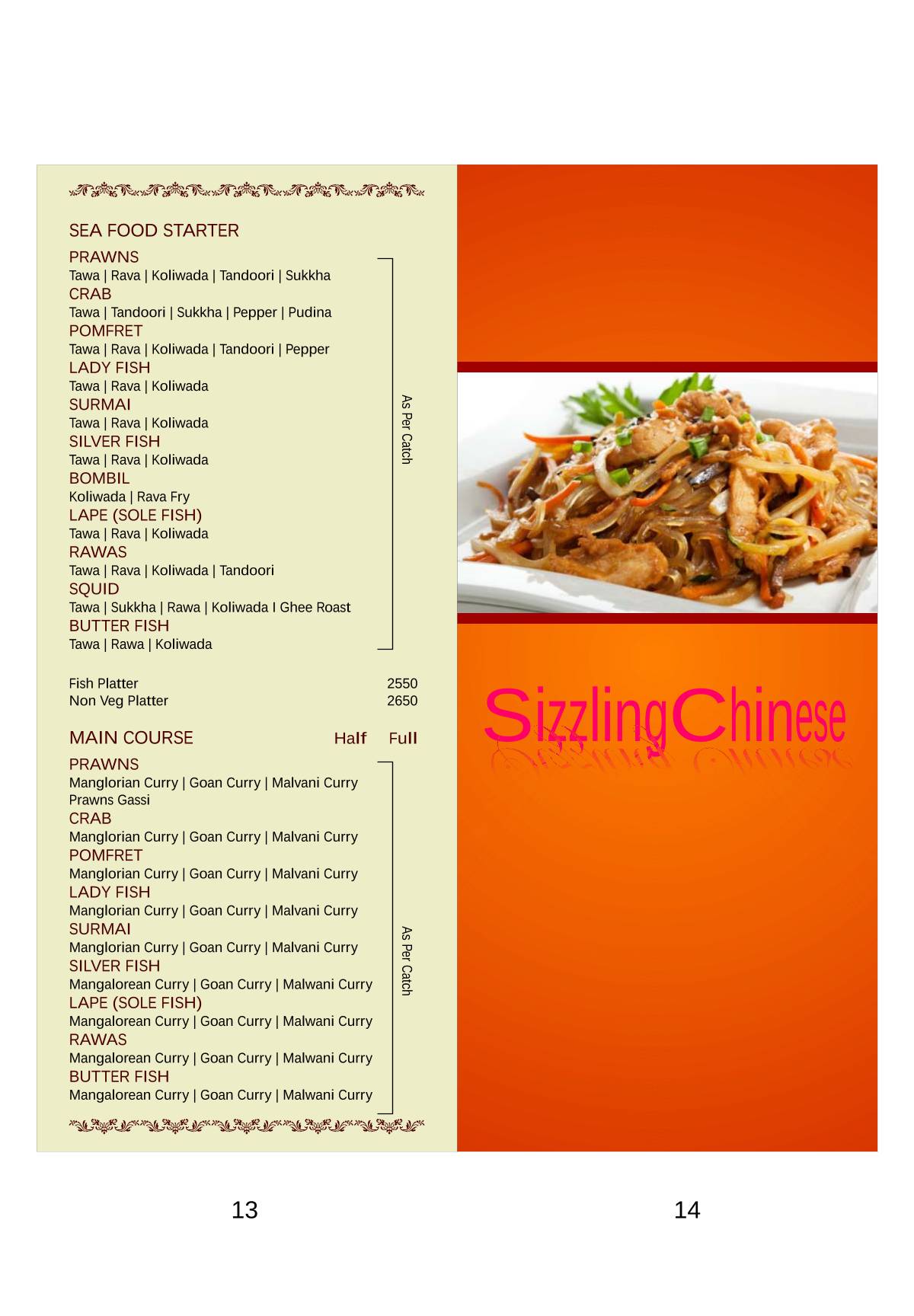 Signature Fine Dining Seafood Restaurant Banquets In Viman Nagar menu