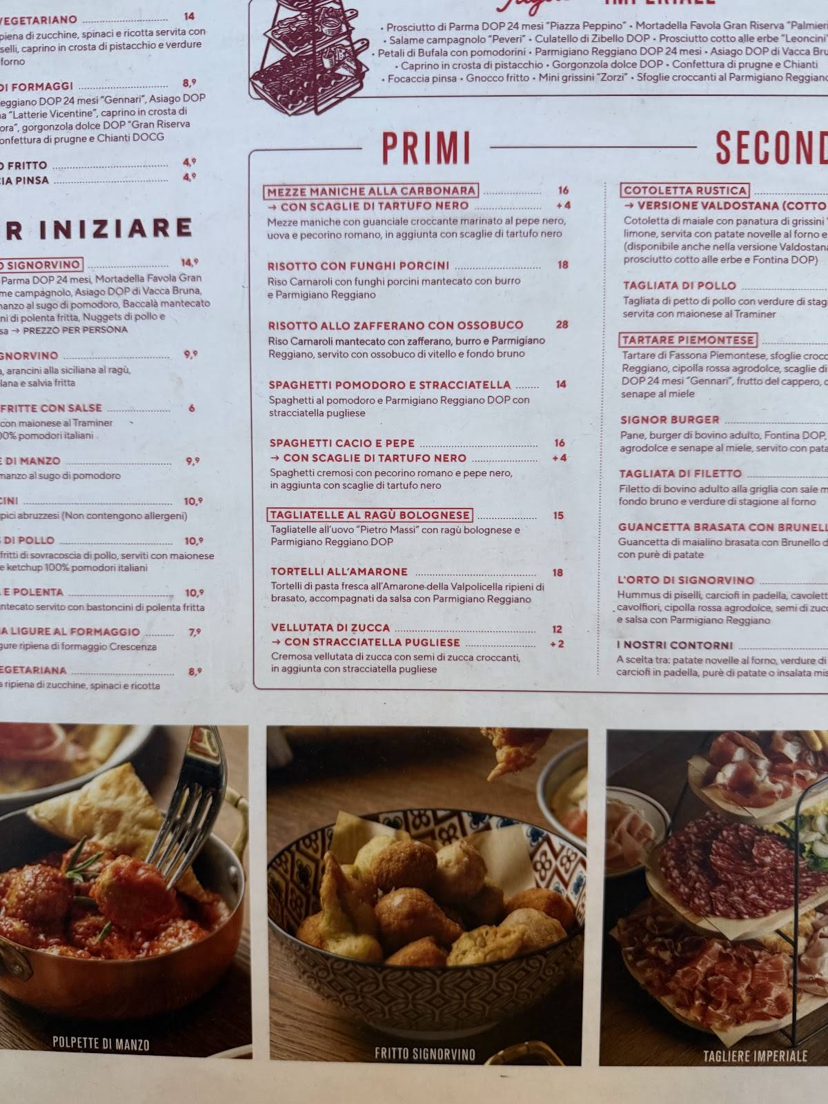 Menu di Signorvino Roma 