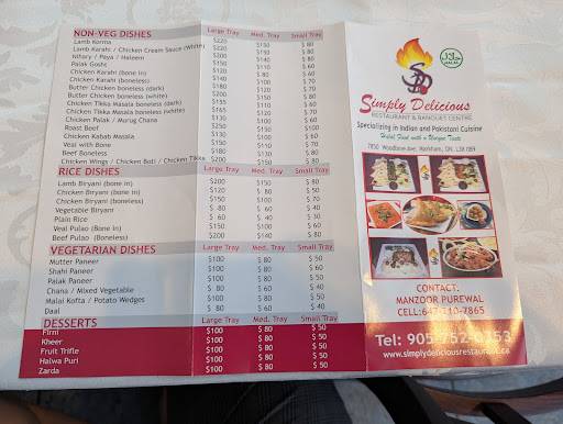 Menu de Simply Delicious