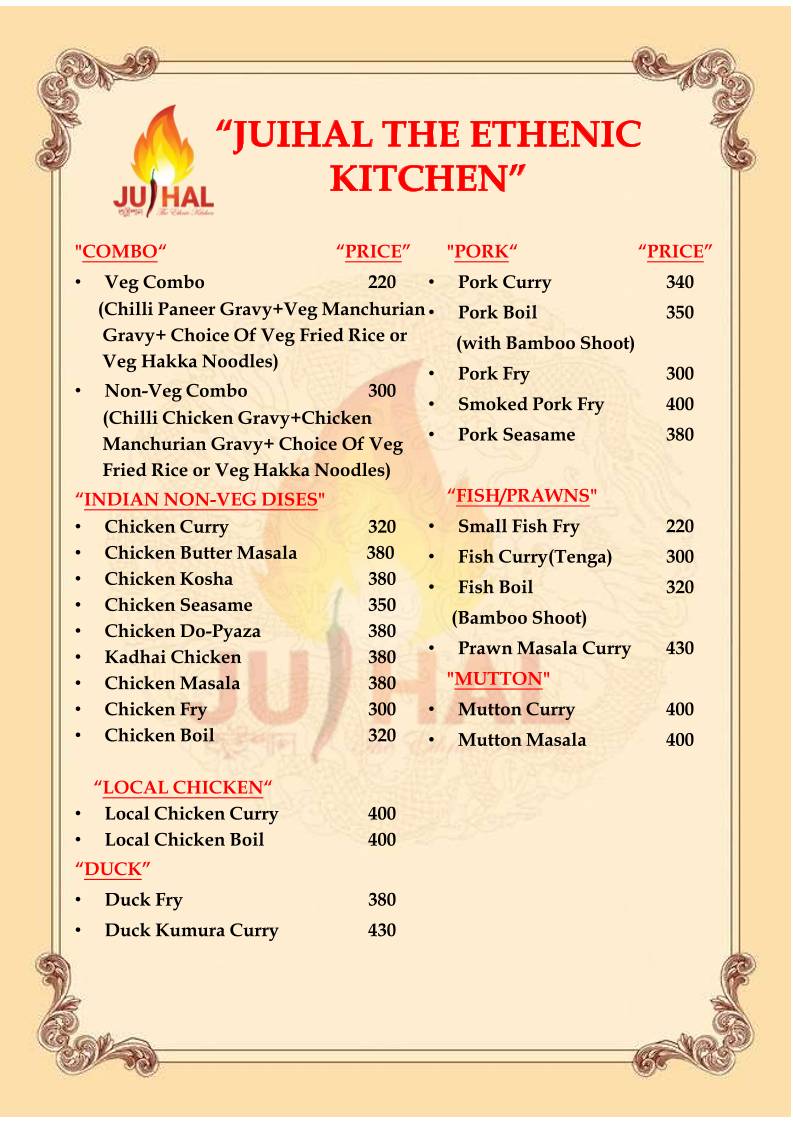 Juihal. The Ethnic Kitchen menu