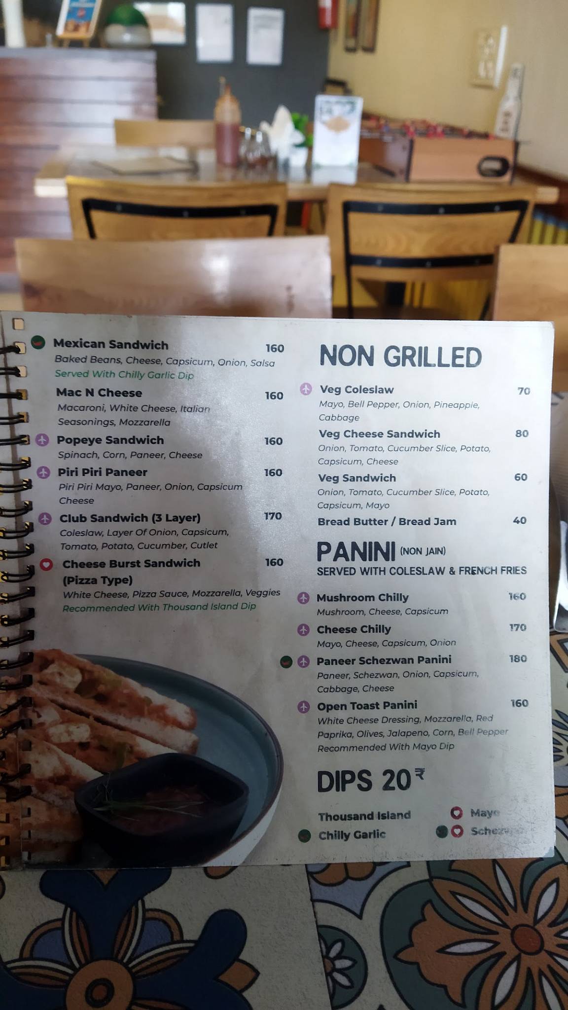 Size Zero Cafe menu