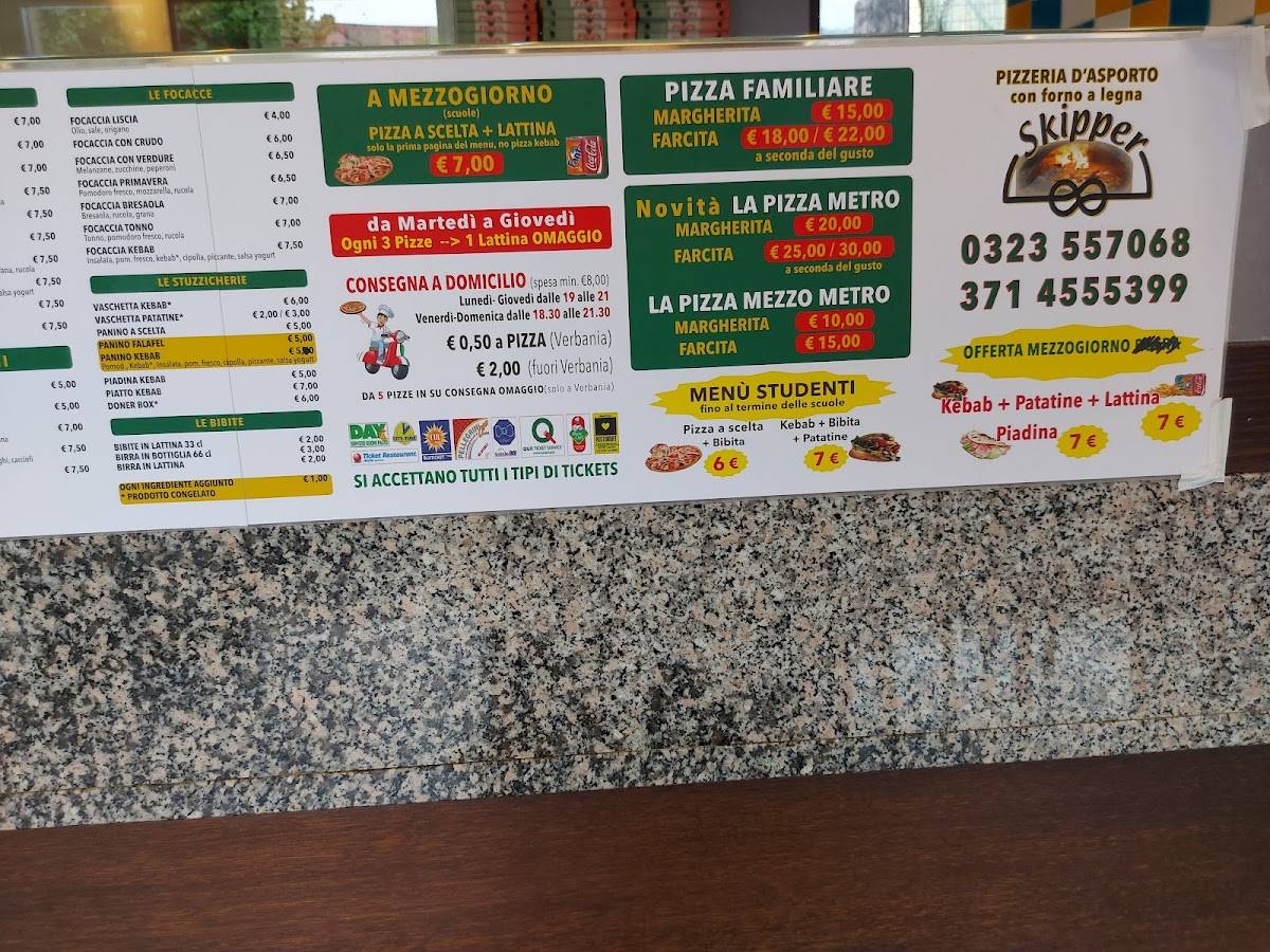 Menu di Skipper Pizzeria Kebab 