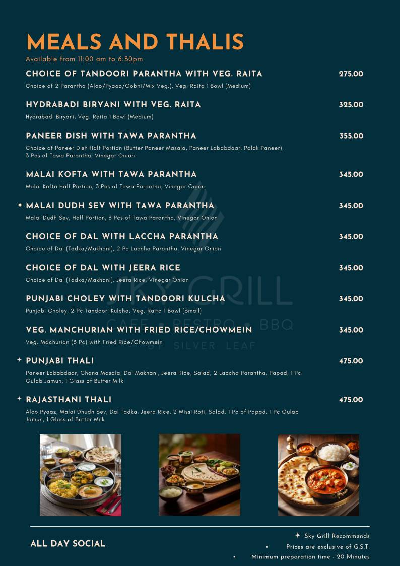 Sky Grill menu