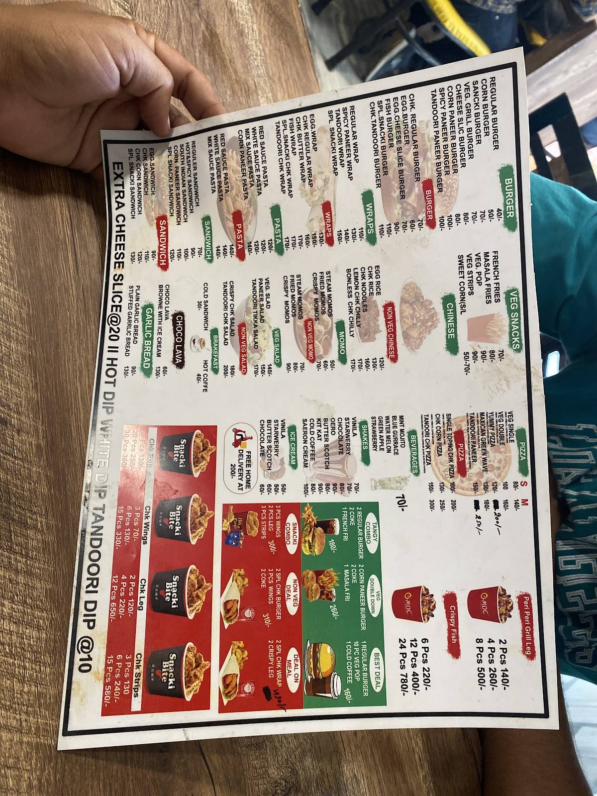 Snacki bite menu