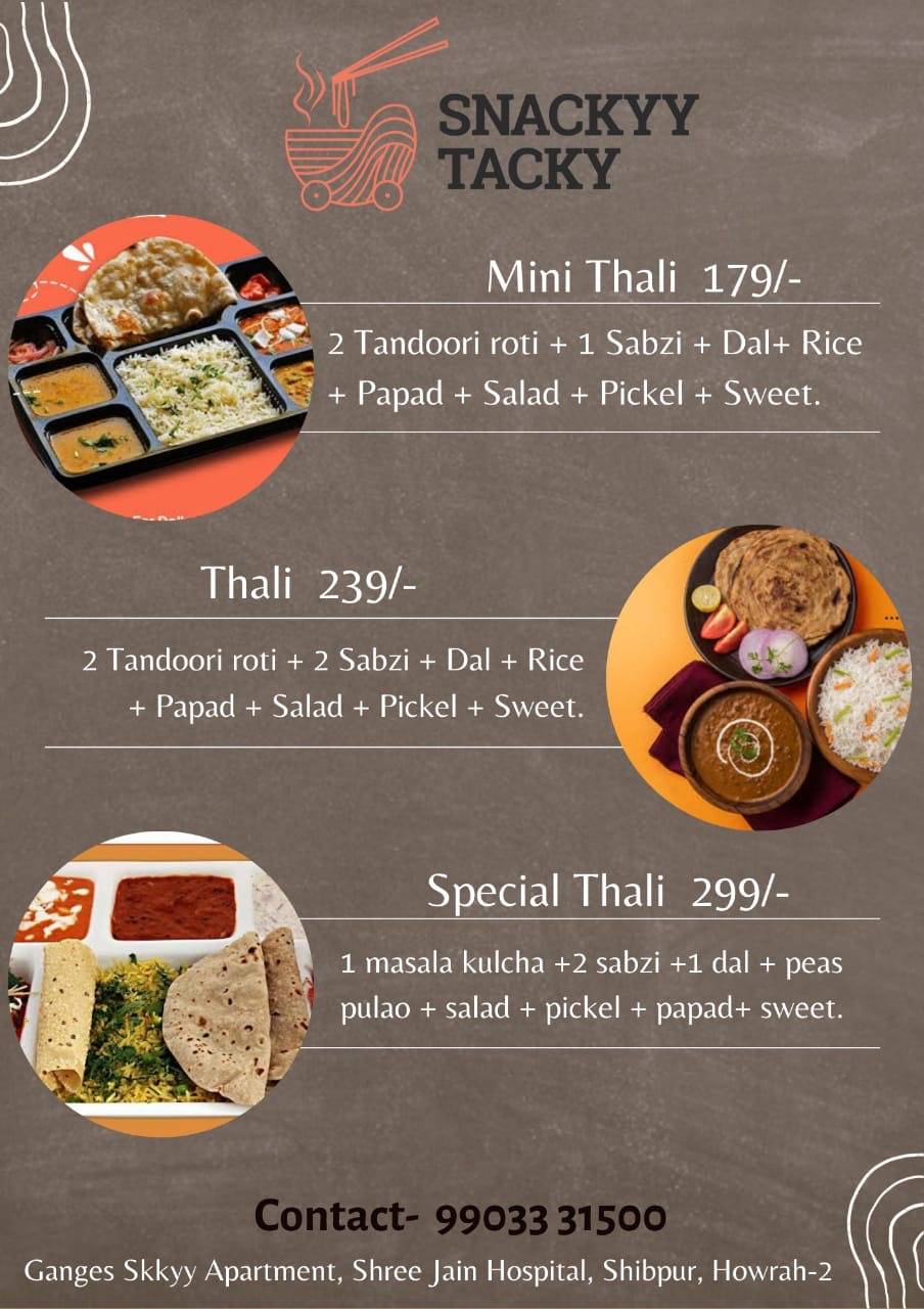 Snackyy Tacky menu