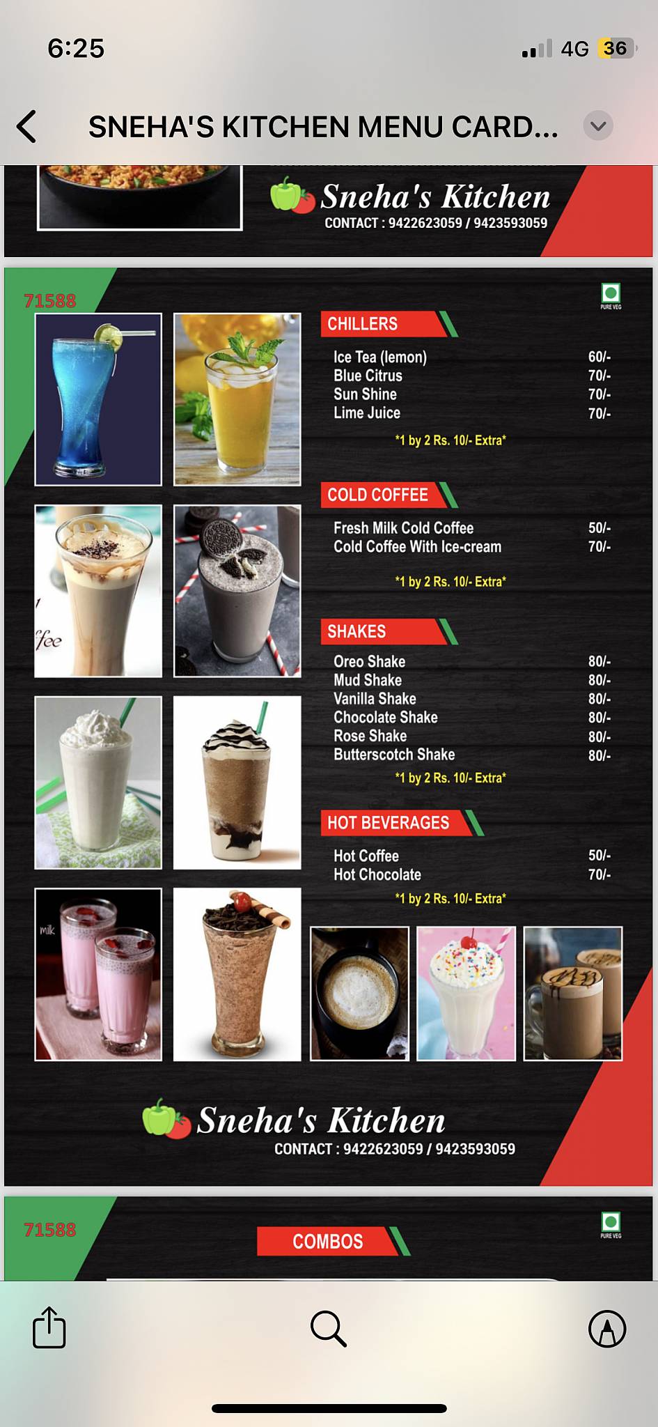 Sneha's Kitchen menu