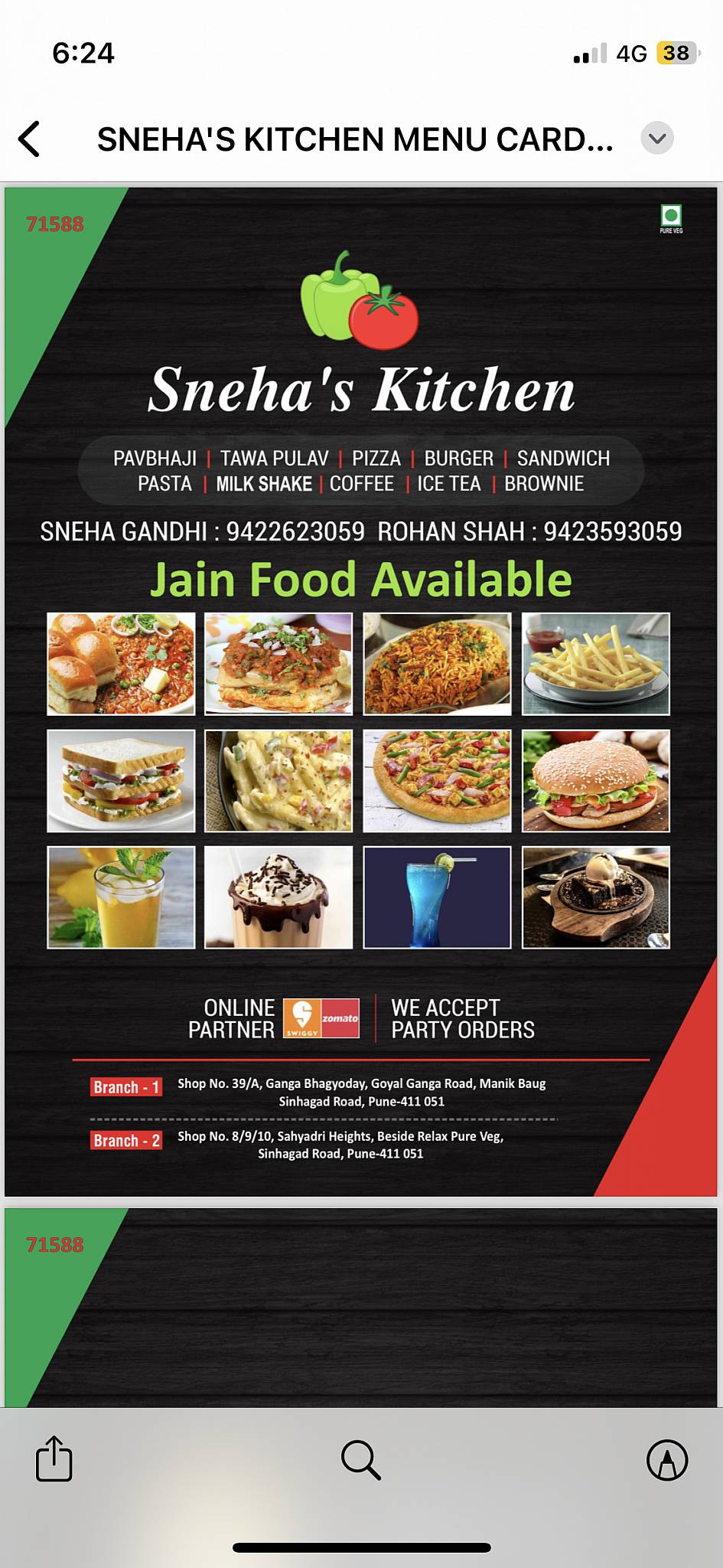 Sneha's Kitchen menu