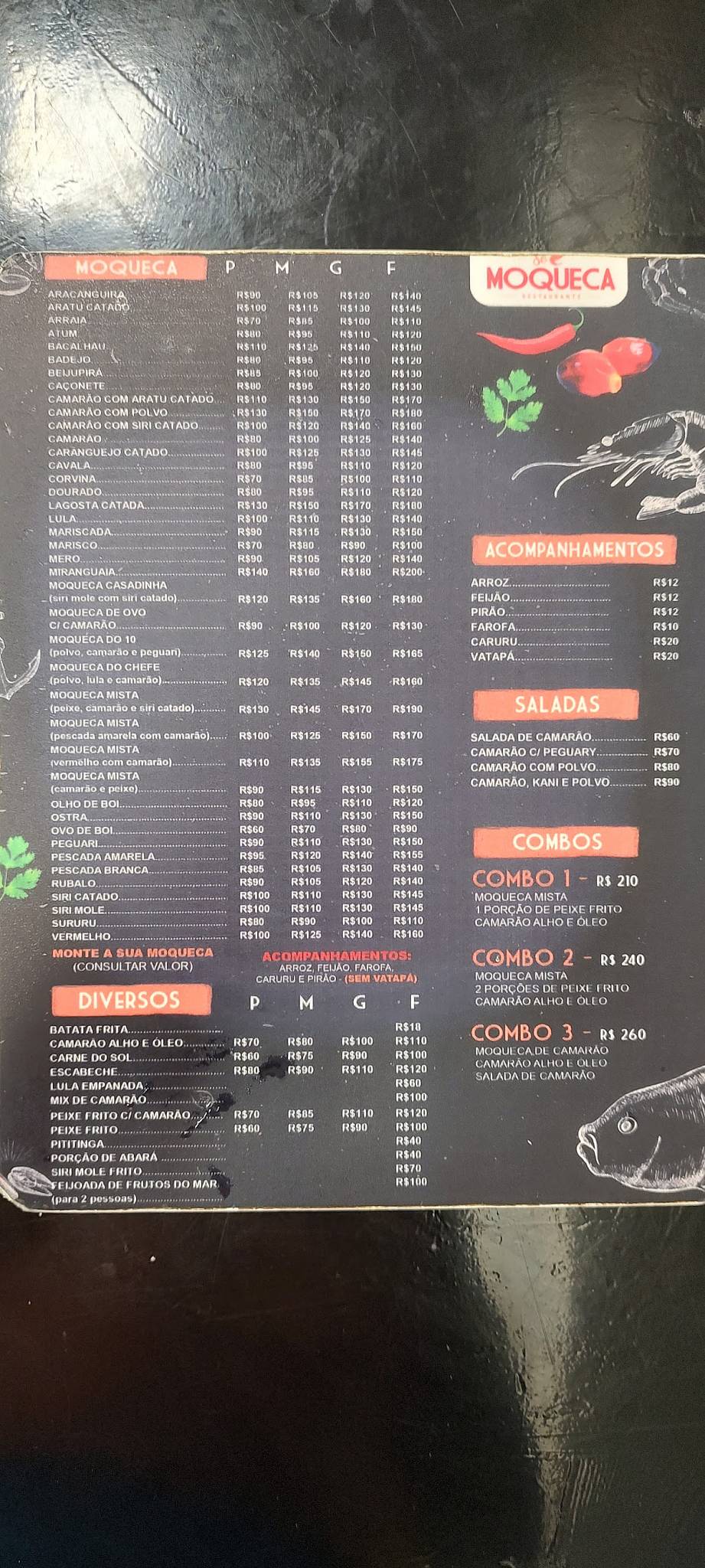 Só Moqueca cardápio