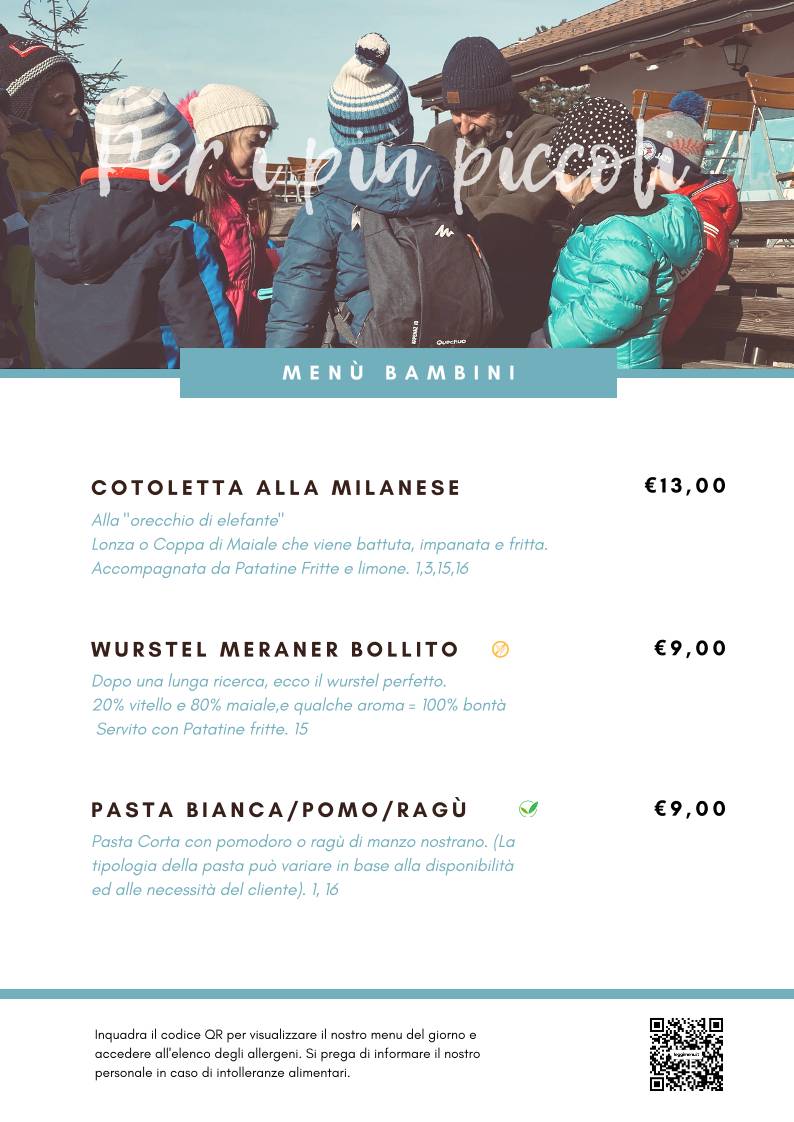 Menu di Solarium Predaia 