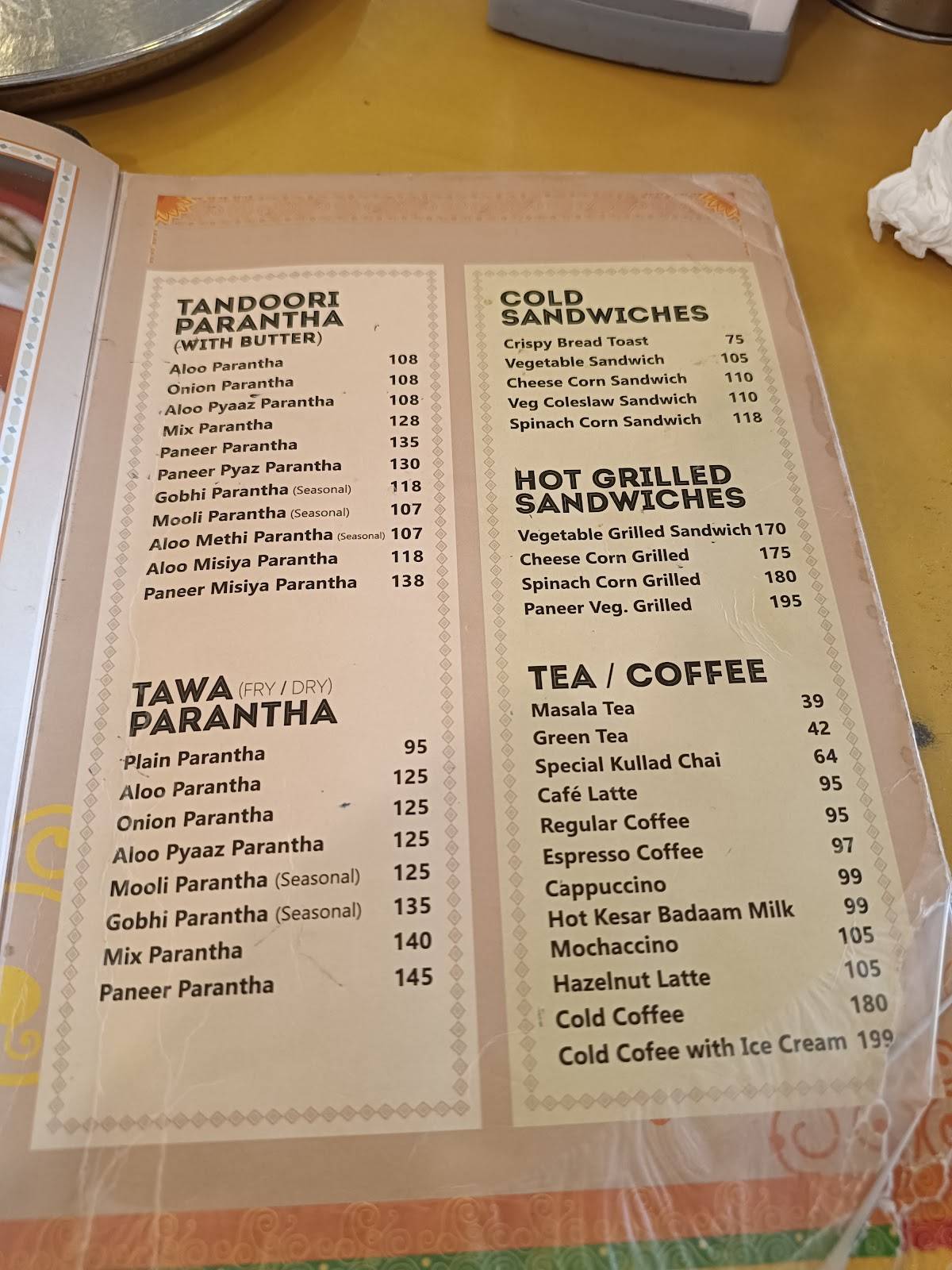 Amrik Sukhdev menu