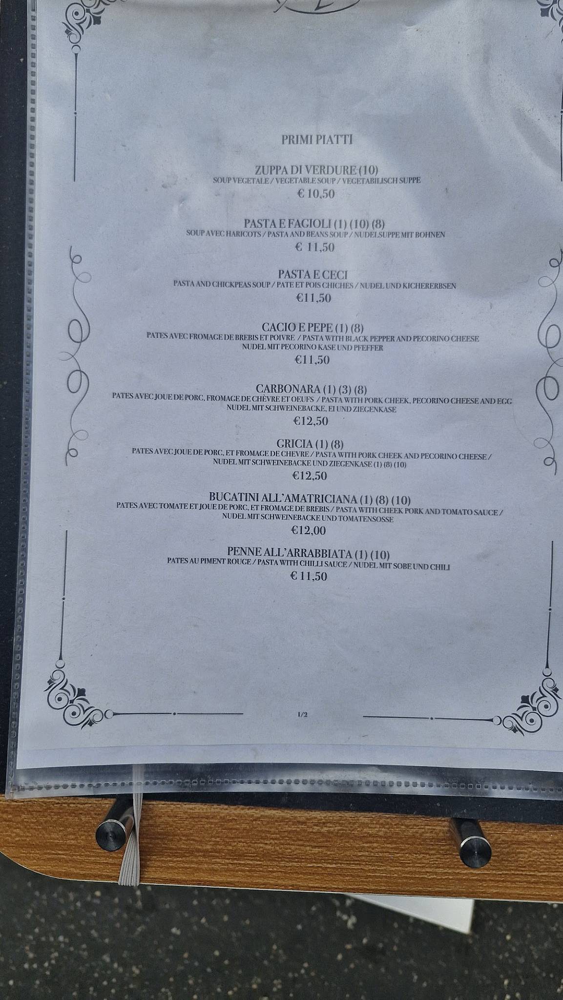 Menu di Sora Lucia 