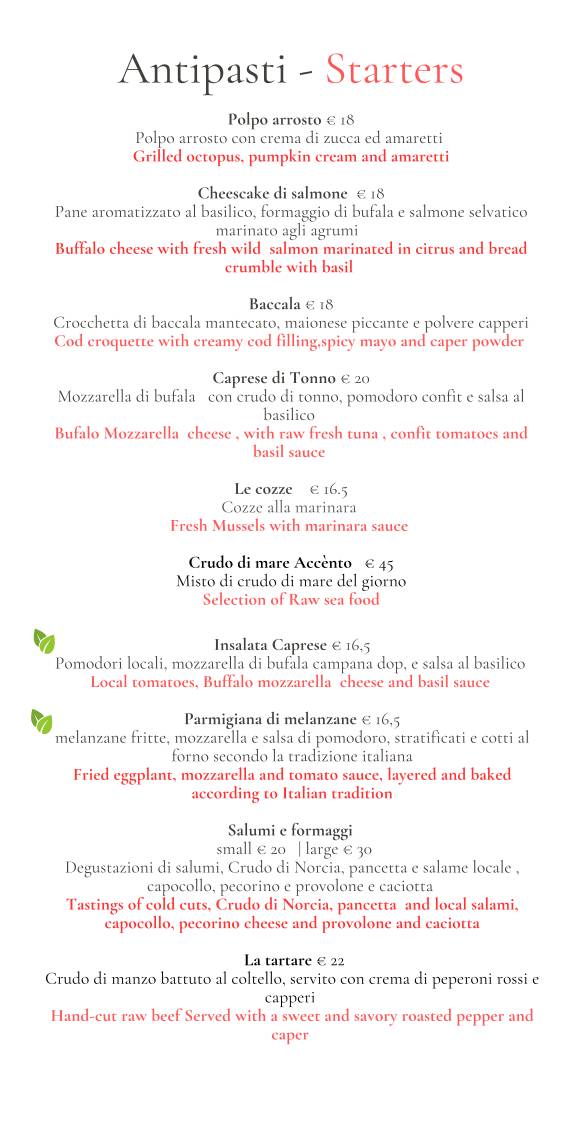 Menu di Accènto Restaurant 