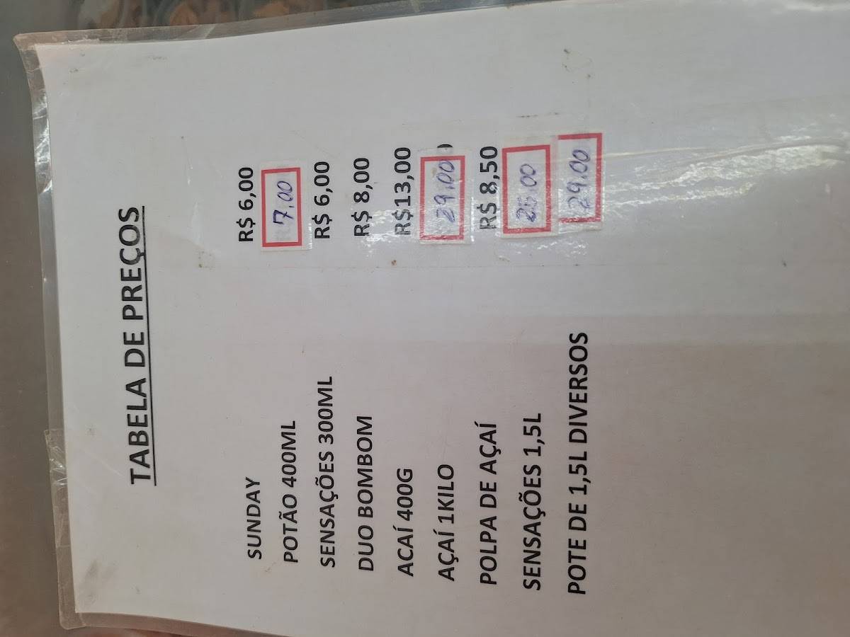 Sorveteria Rbom cardápio