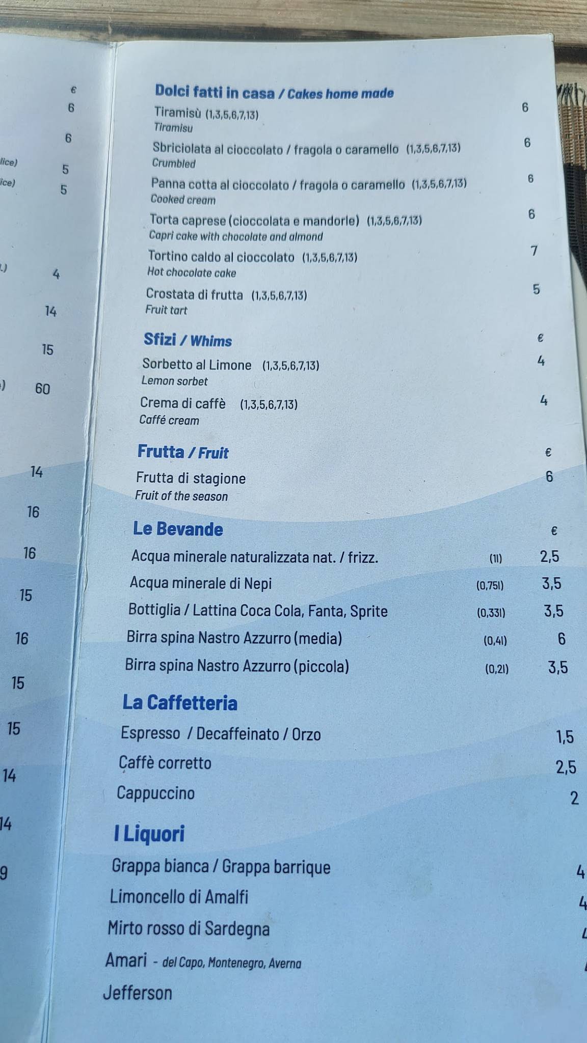 Menu di Soul Kitchen Beach Restaurant 