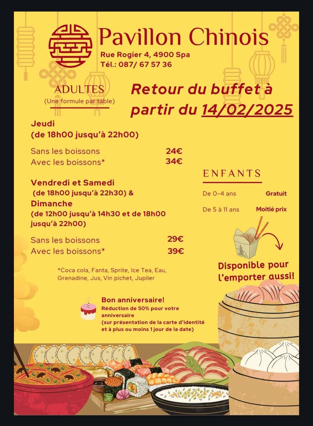 Menu de Pavillon chinois