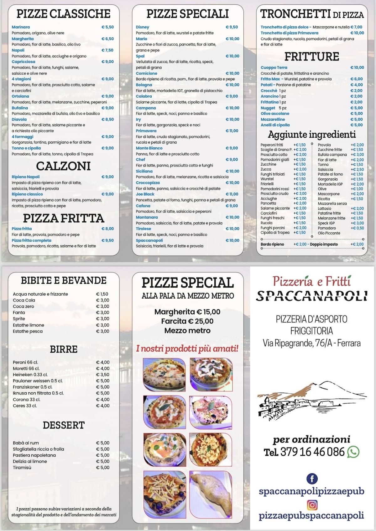 Menu di SpaccaNapoli Centro Trattoria&Pizzeria 