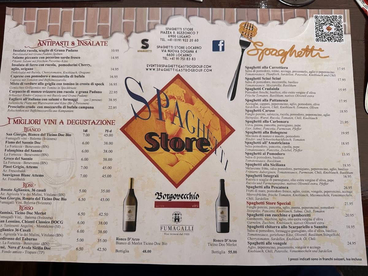 Menu di Spaghetti Store Ristorante Pizzeria 