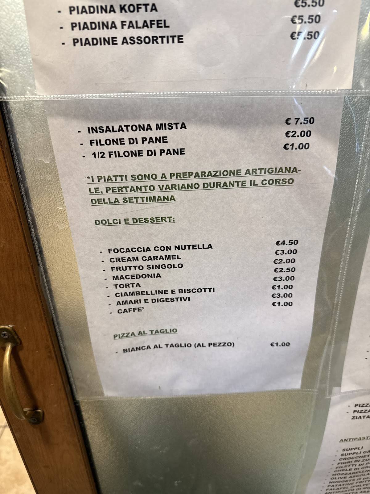 Menu di Speedy Pizza da Rosa 