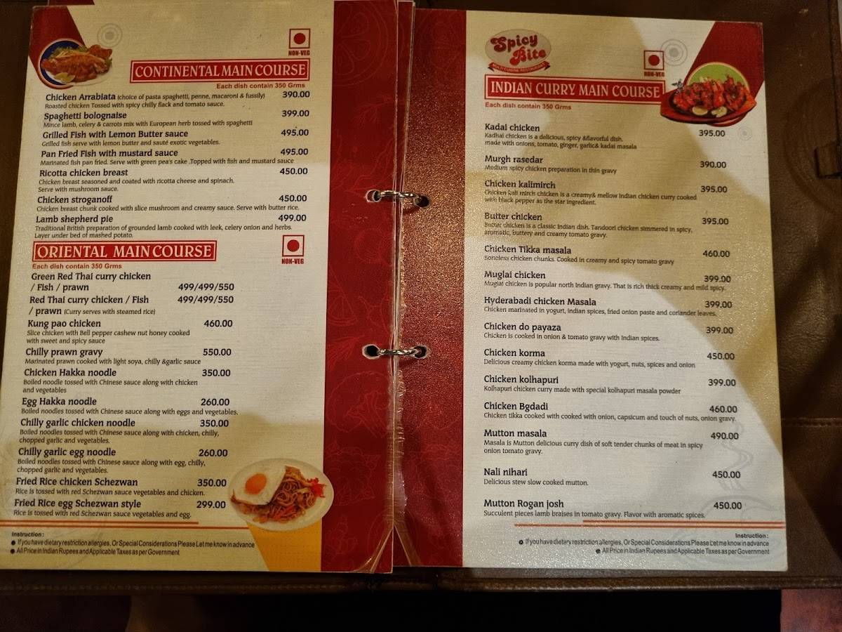 Spicy Bite Multicuisine Restaurant menu