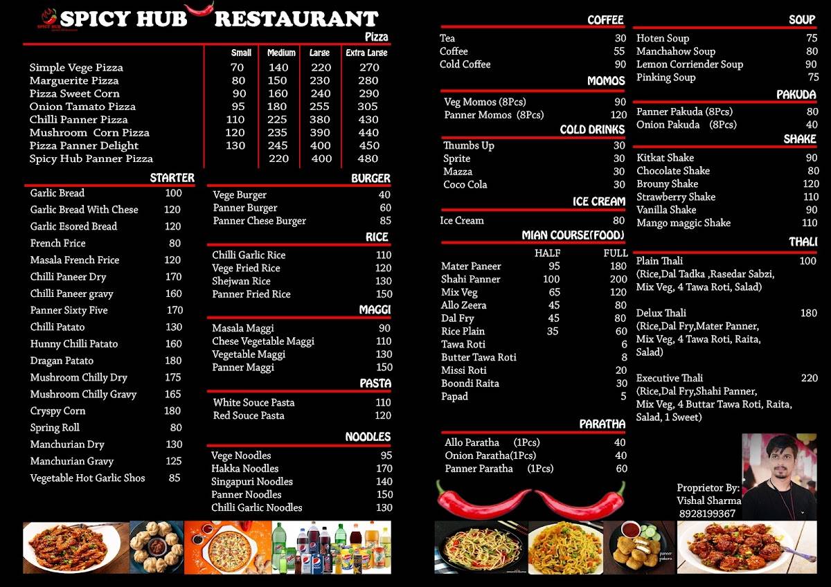 Spicy Hub Restaurant menu