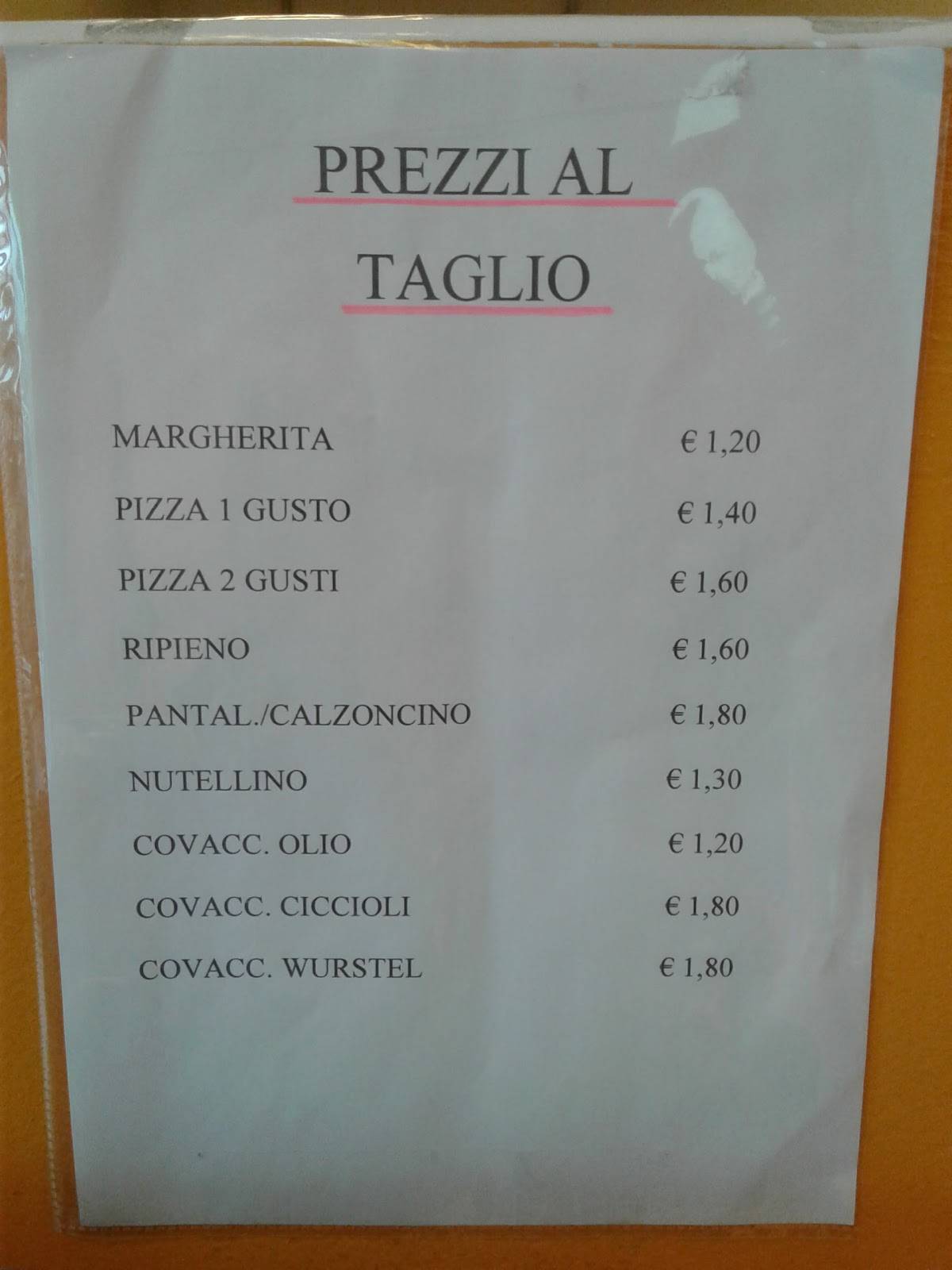 Menu di Spizzettando - Tavola 