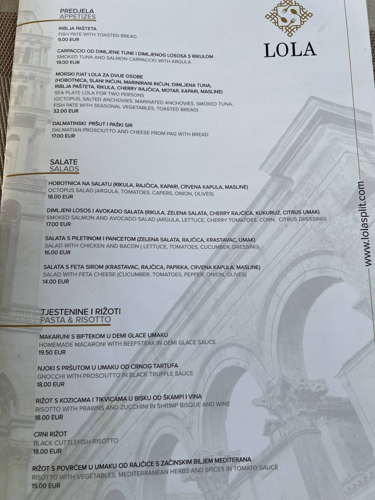 Menu di Lola Split 
