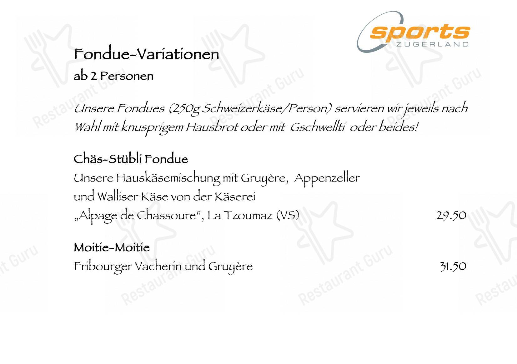Menu per Sports Zugerland AG in Cham