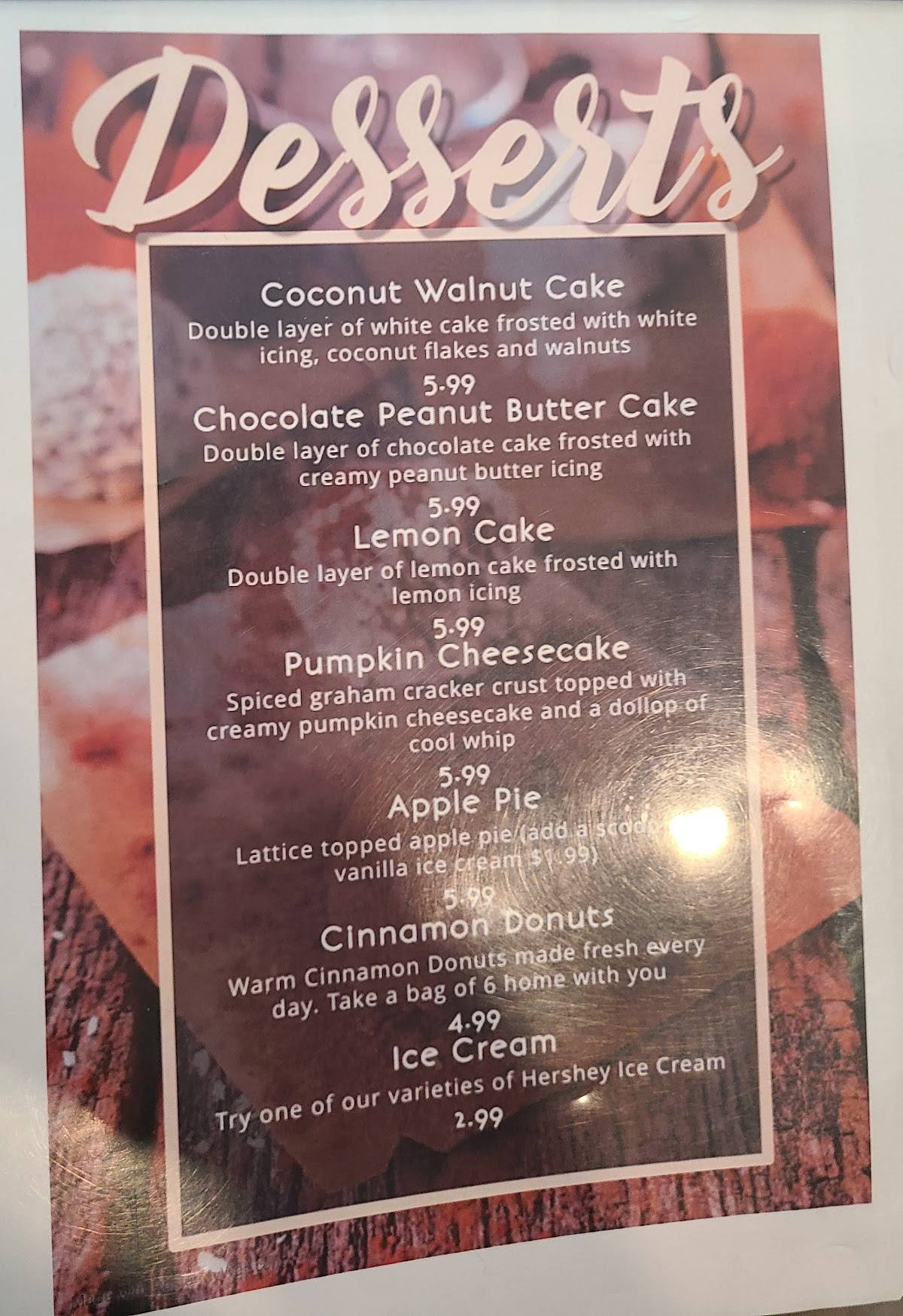 Menu at Spring Mills Diner restaurant, Falling Waters