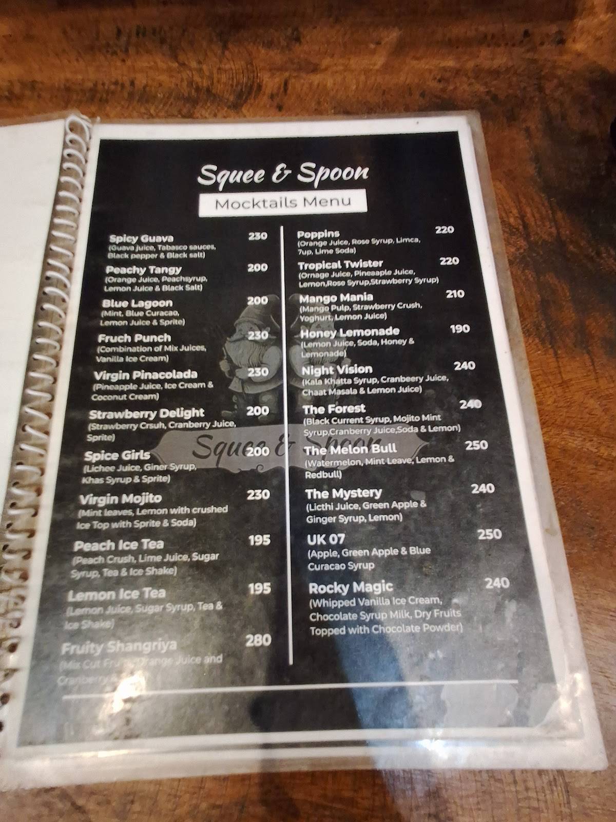 Squee & Spoon menu