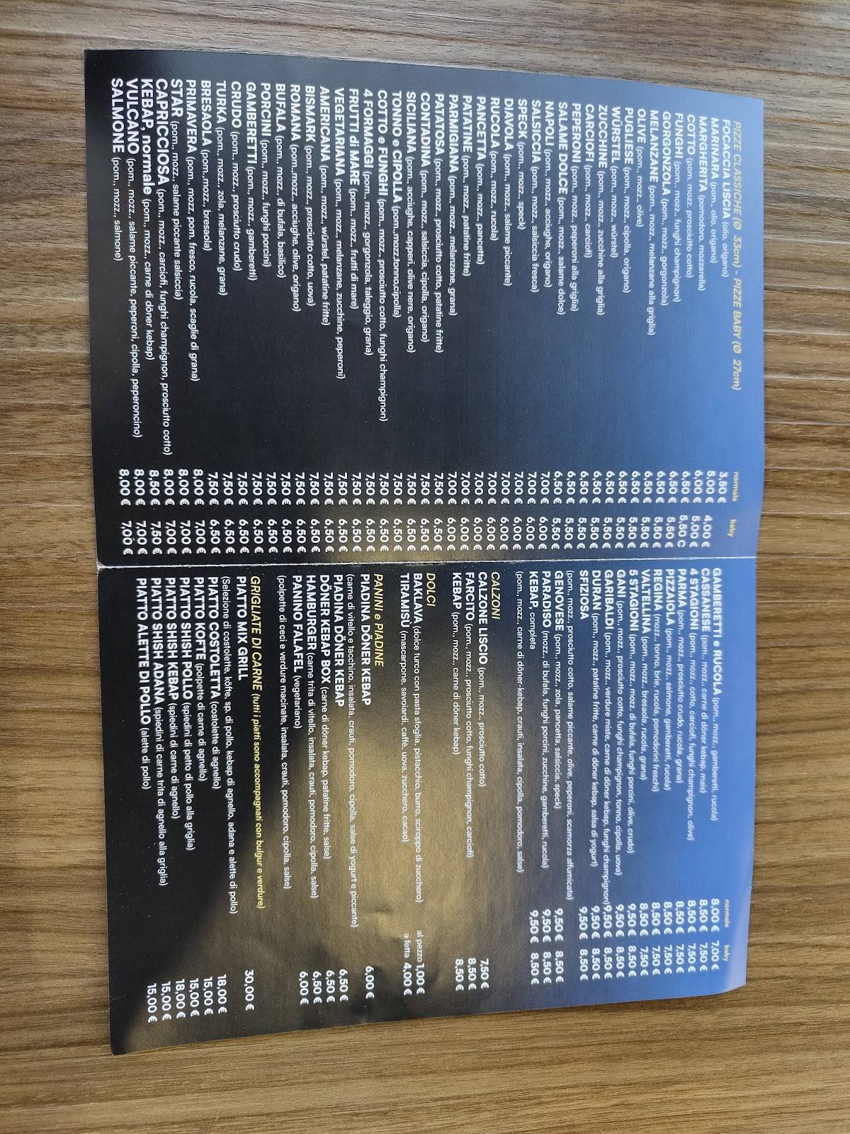 Menu di Star Pizzeria&Kebap 