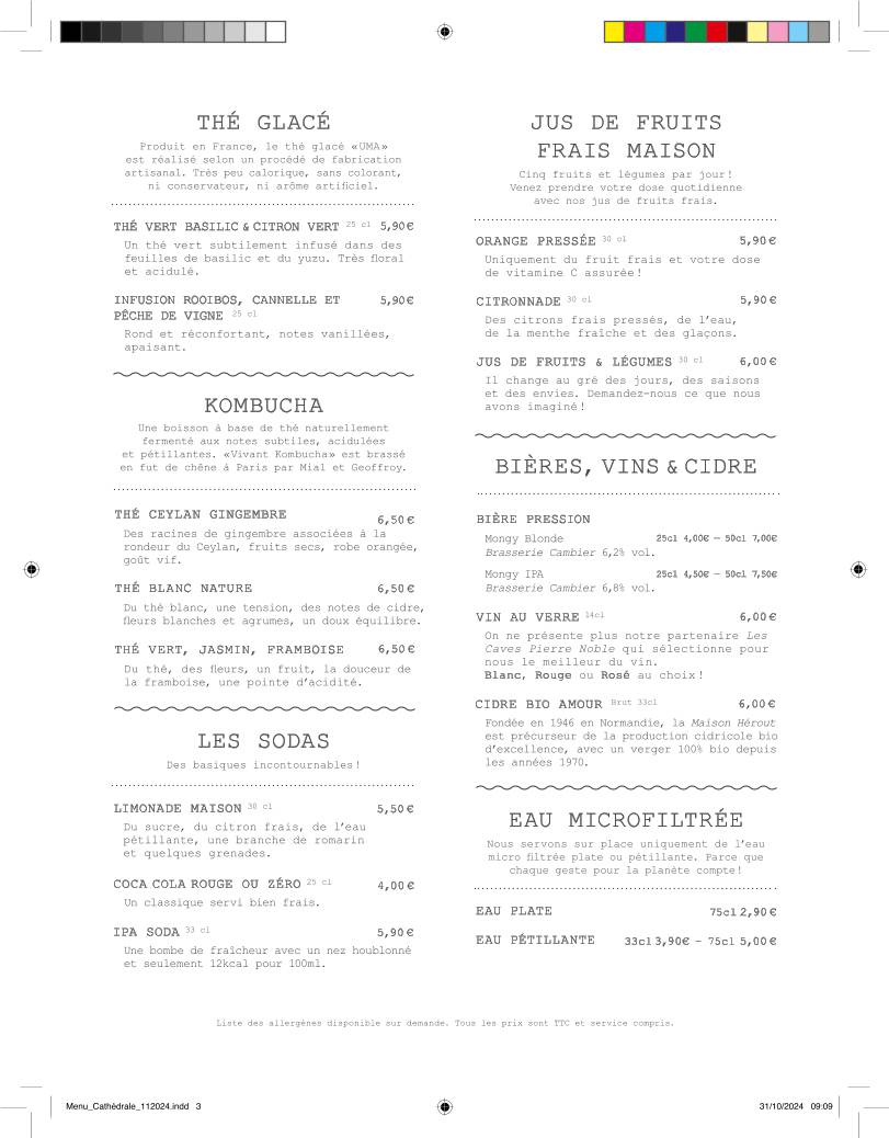 Menu de Station Service Cathédrale