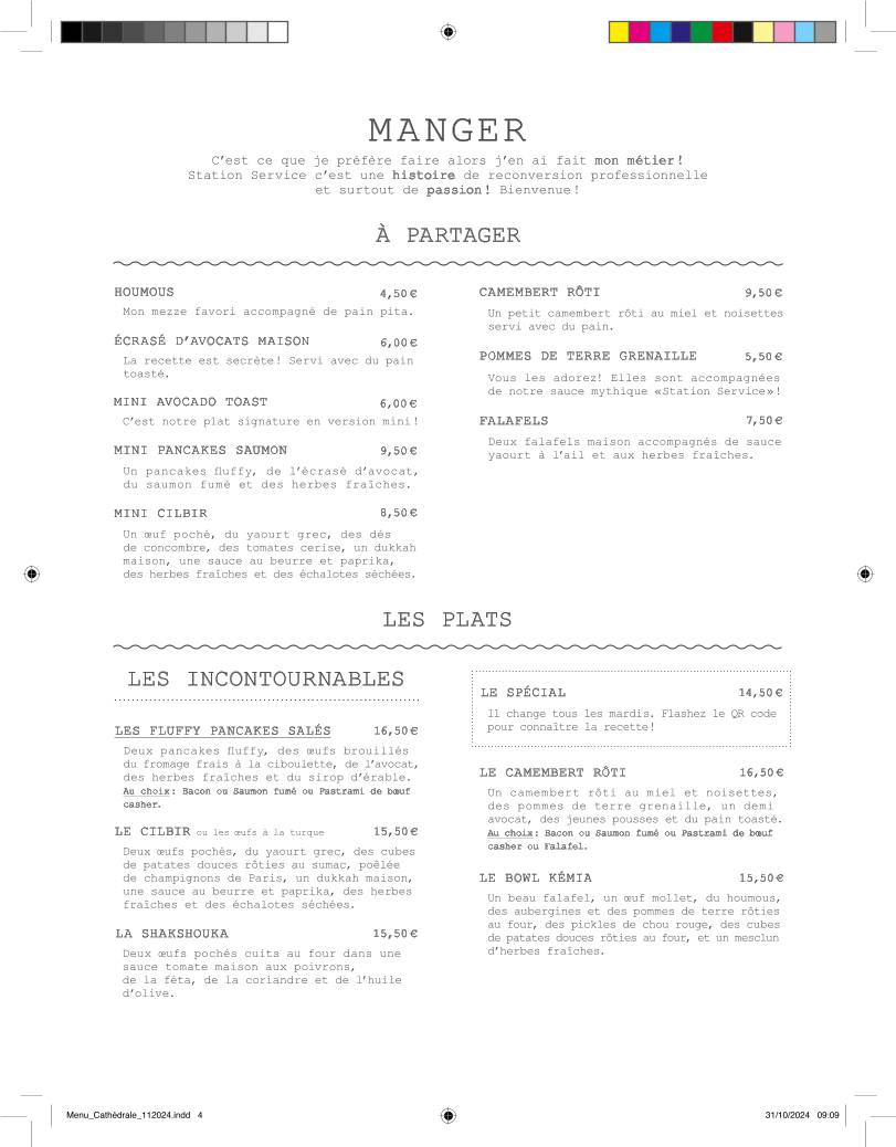 Menu de Station Service Cathédrale