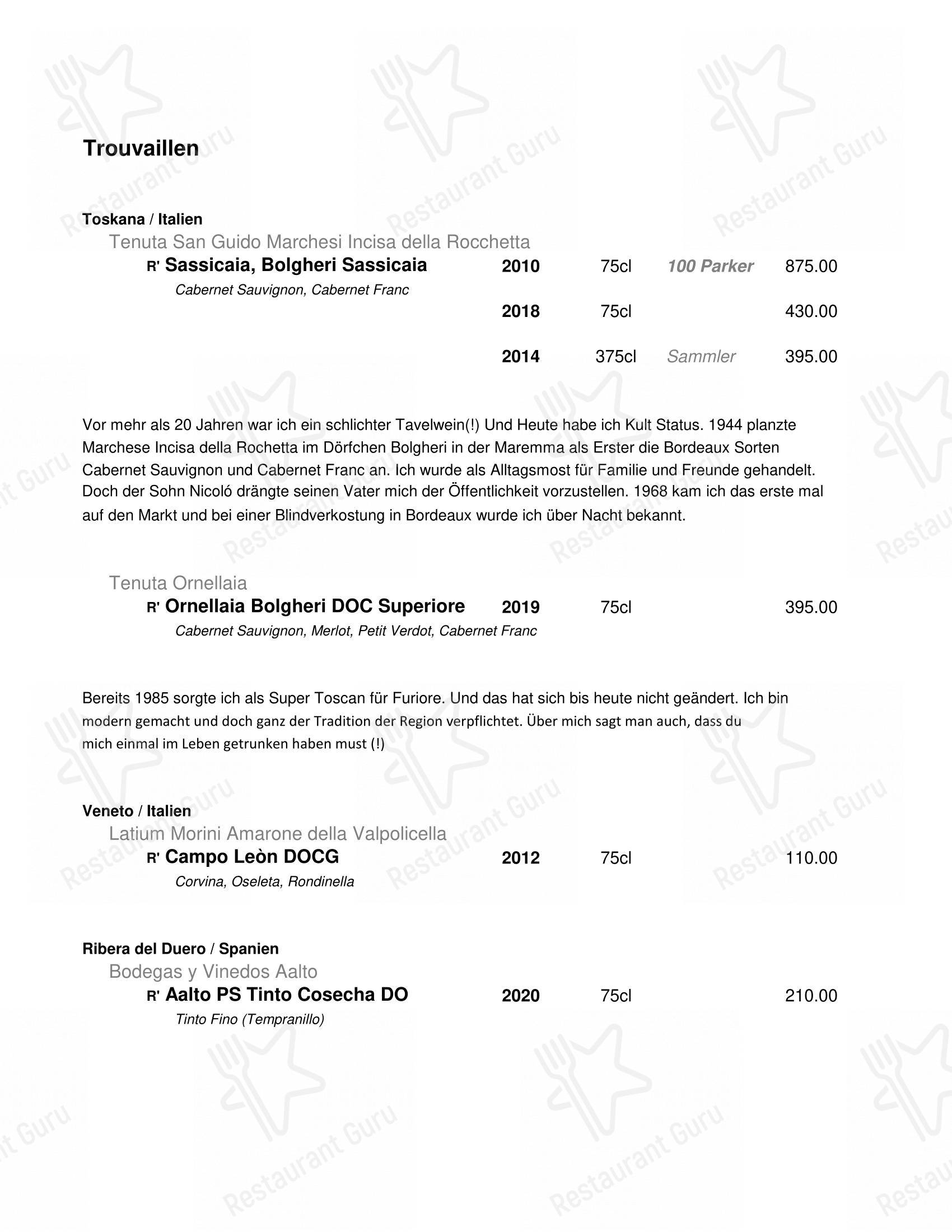 SteakHouse Pfeffermühle in Rorschach - Menu bar