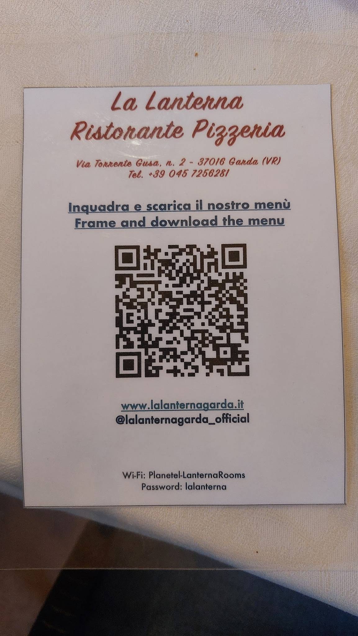 Menu di Ristorante La Lanterna 