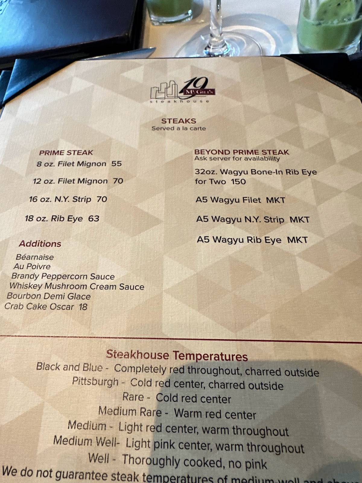 Menu at Carvers on 19 steakhouse, Catoosa