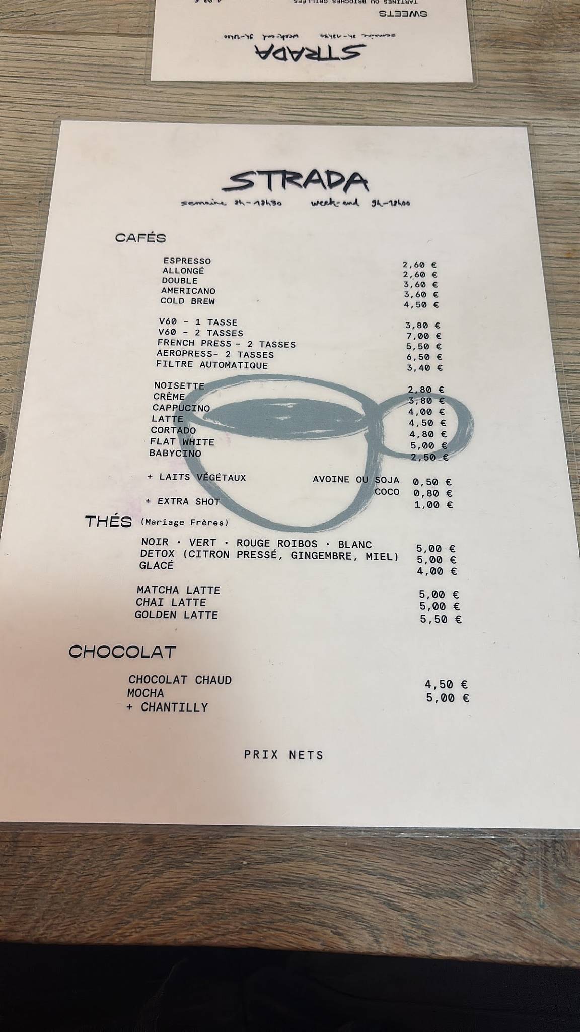 Menu de Strada Café