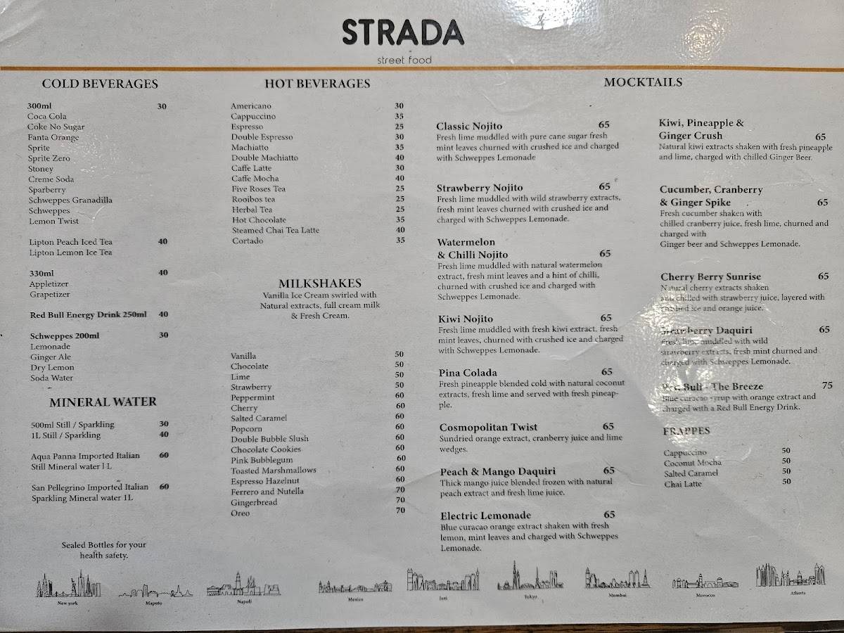 Menu at Strada Street Food -Halaal restaurant, Johannesburg